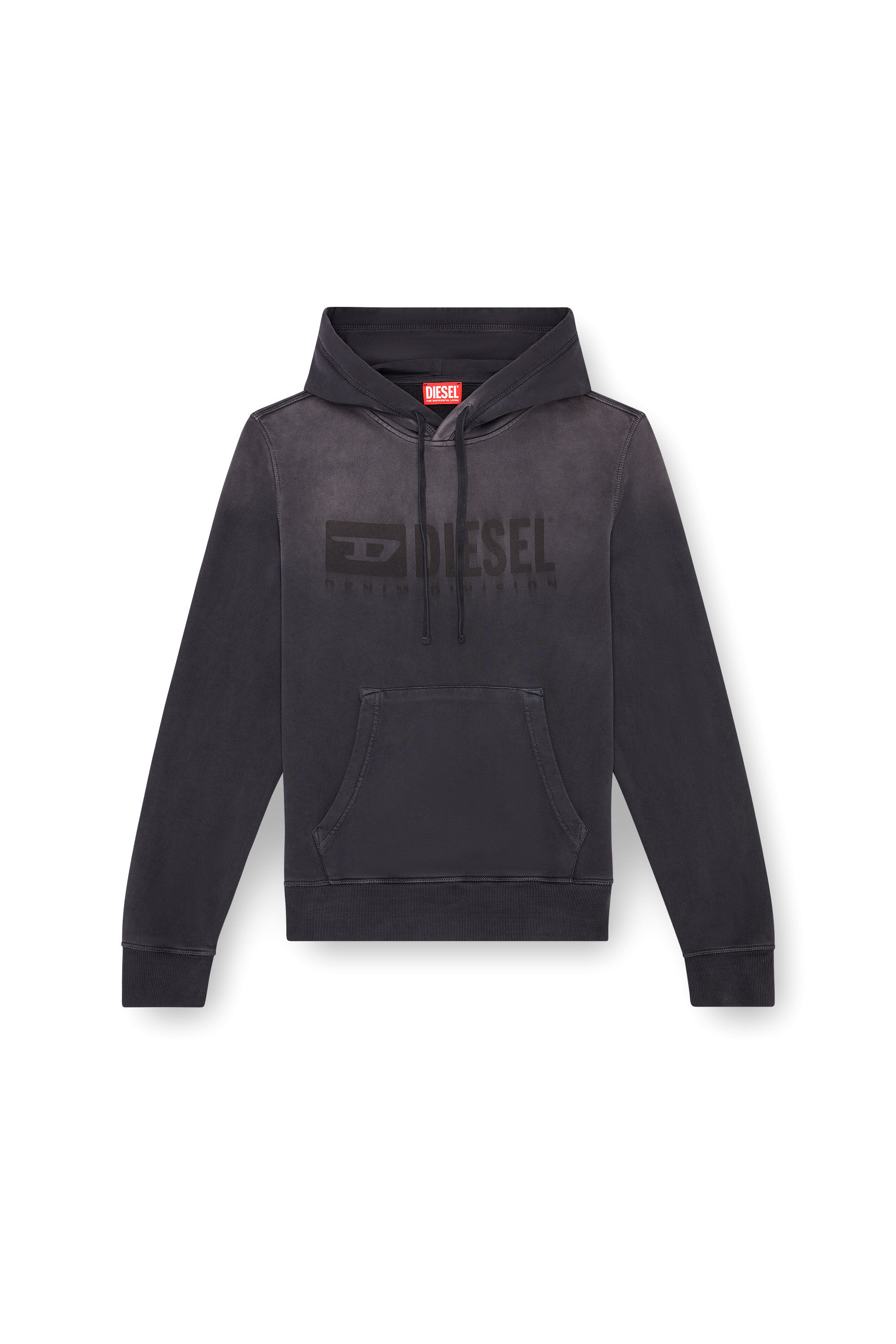 Diesel - S-GINN-HOOD-K44, Male's Faded hoodie with Denim Division logo in Black - 2