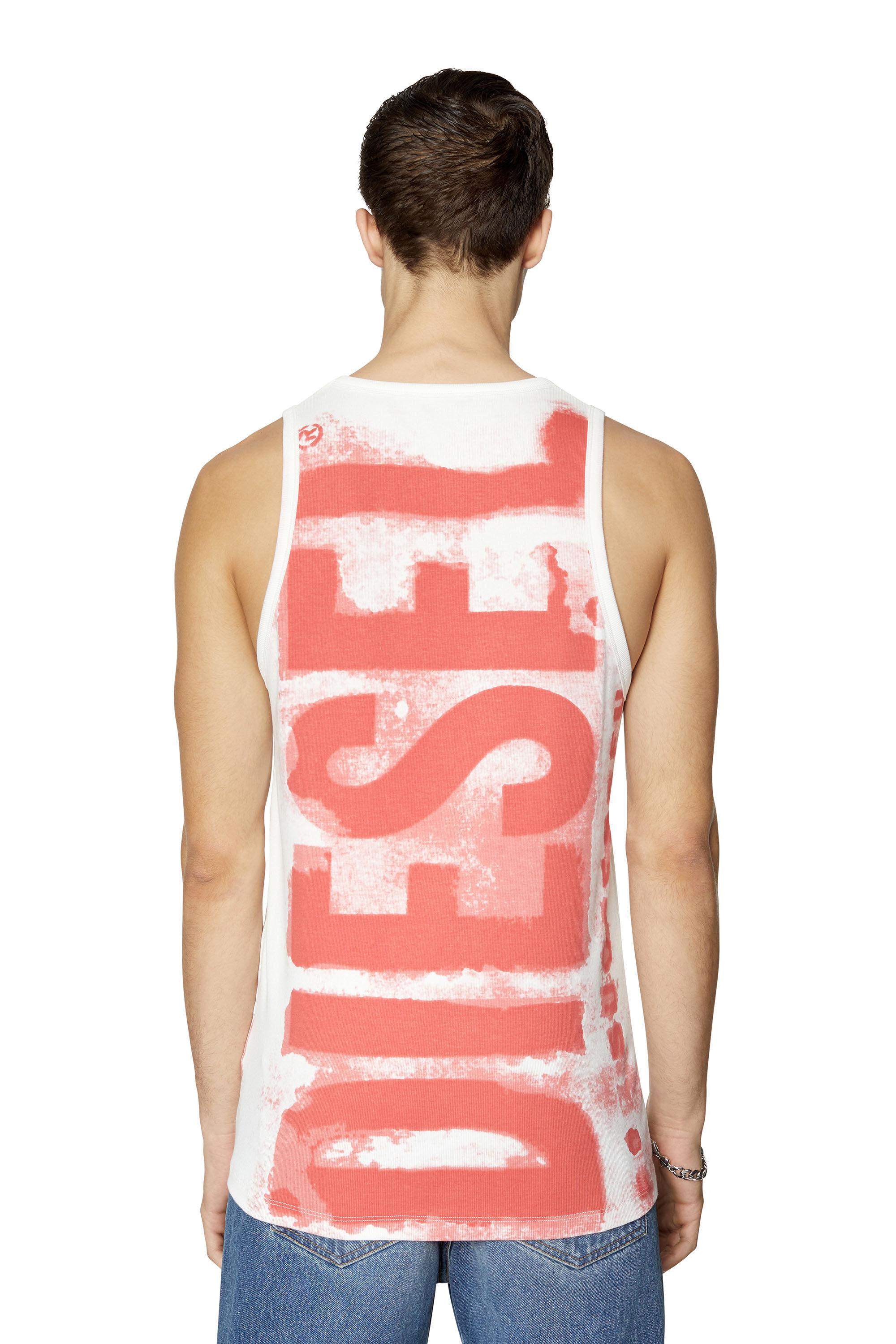 Diesel - T-LIFT-E1, Male's Tank top with smudged logo print in White - 5