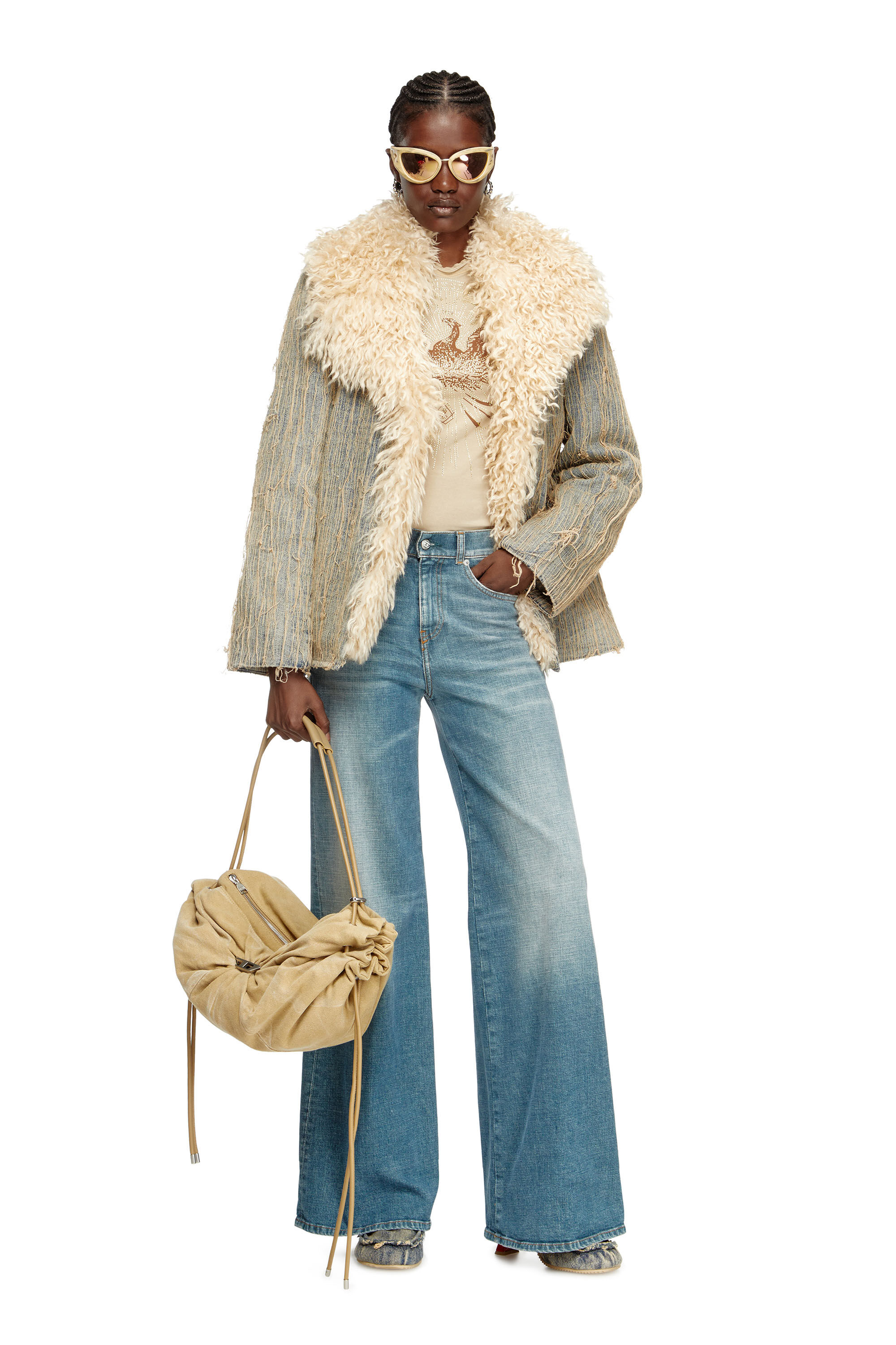 Women's Jacket in floating-thread jacquard denim | Blue | Diesel