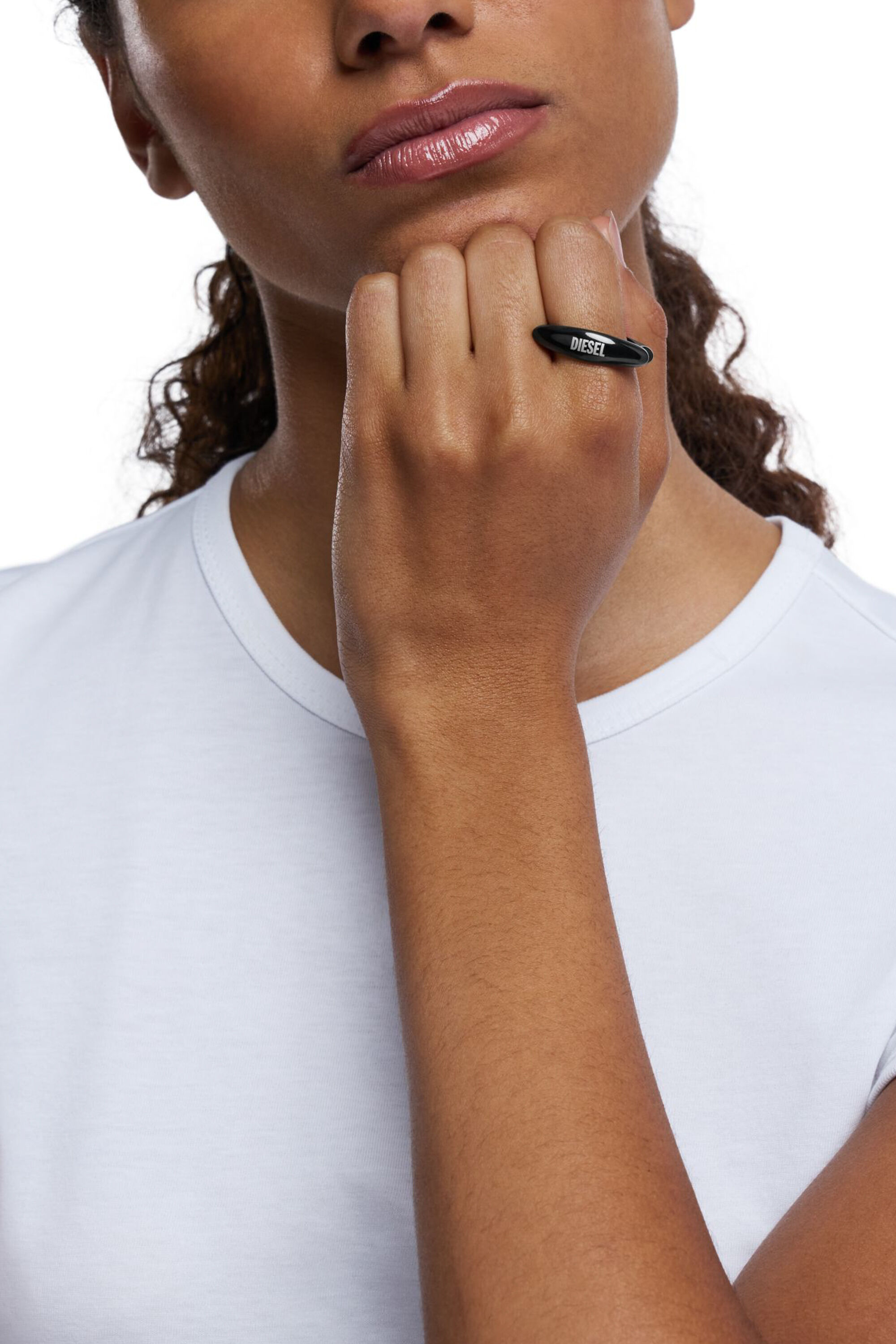 Women's Black stainless steel band ring | Black | Diesel {{Country}}