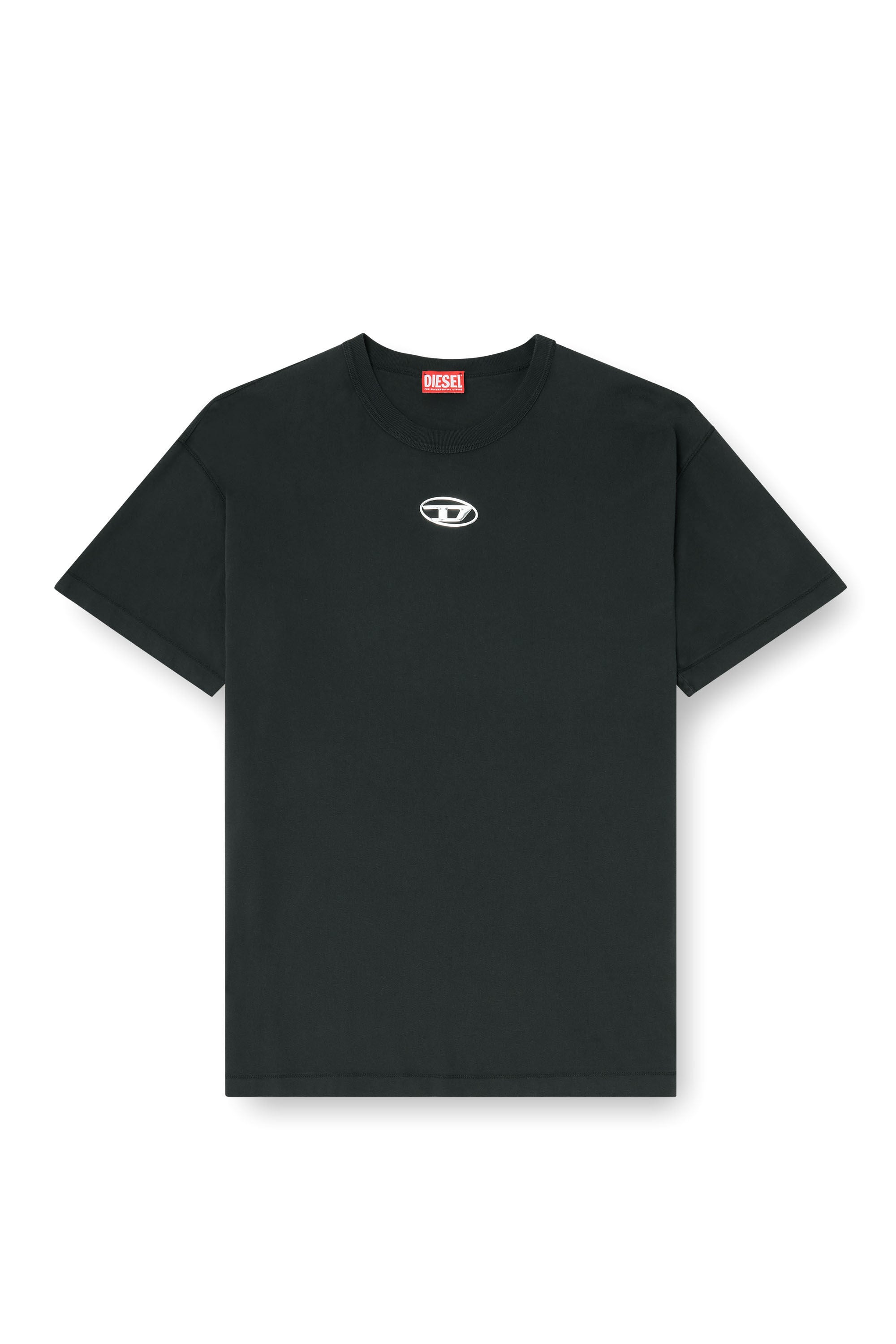 Men's Light cotton T-shirt with metallic Oval D logo | Black
