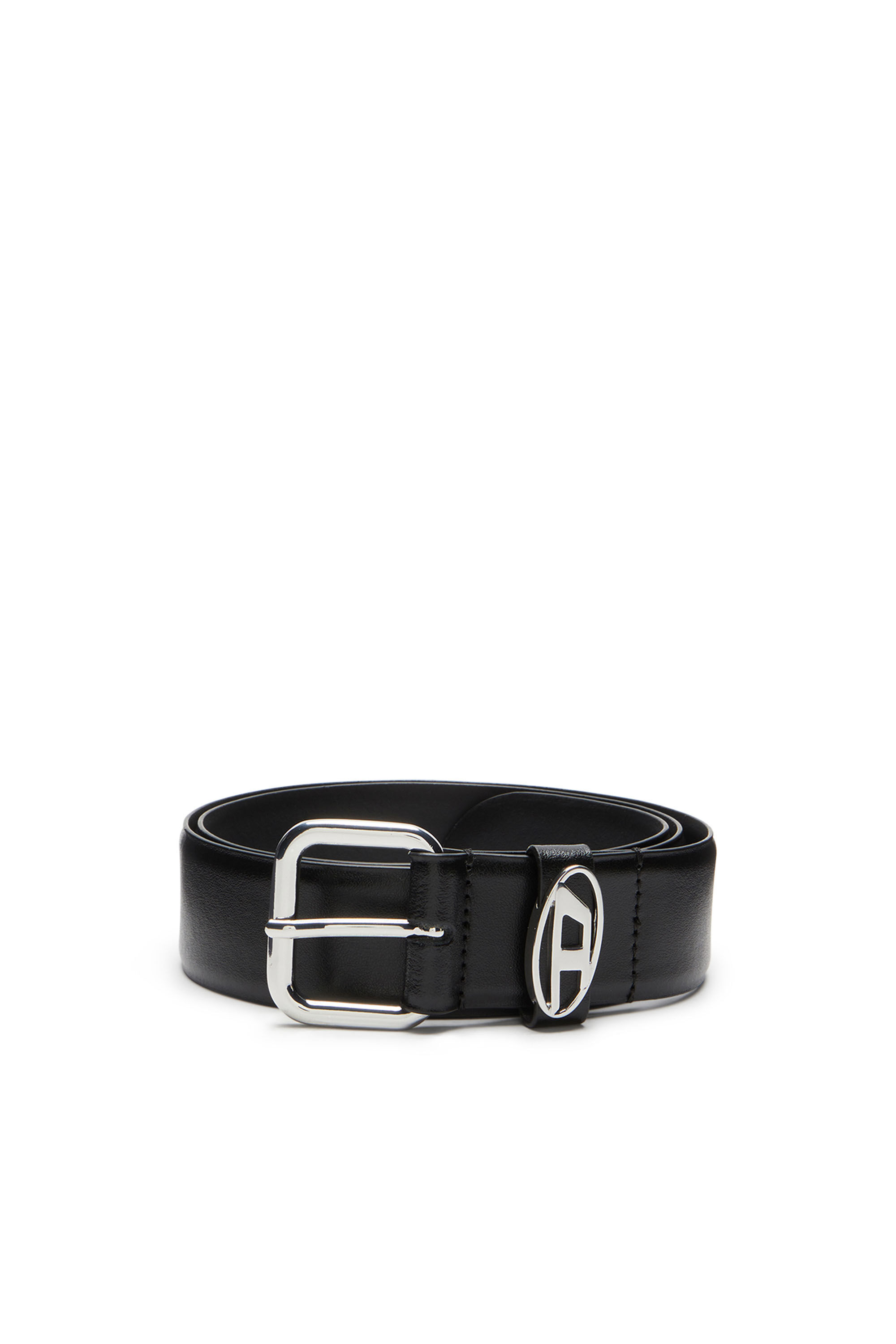 DIESEL☆ Leather belt with oval D logo ブラック シンプル Men's 2.9cm leather belt with oval d logo | Black | Diesel