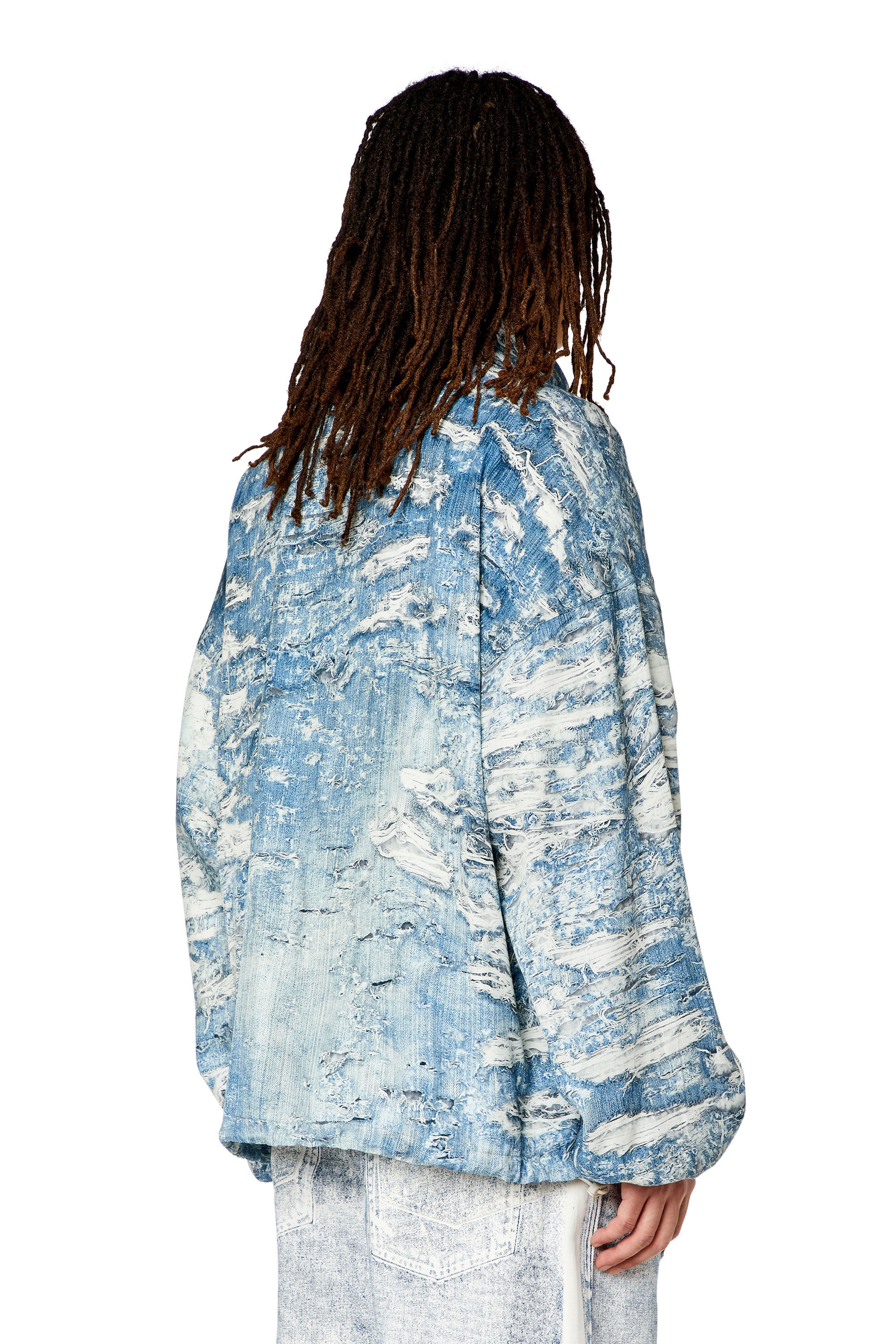 Diesel - J-ALSTON, Veste coupe-vent avec imprimé denim Tiger Breaks Homme in Bleu - 5