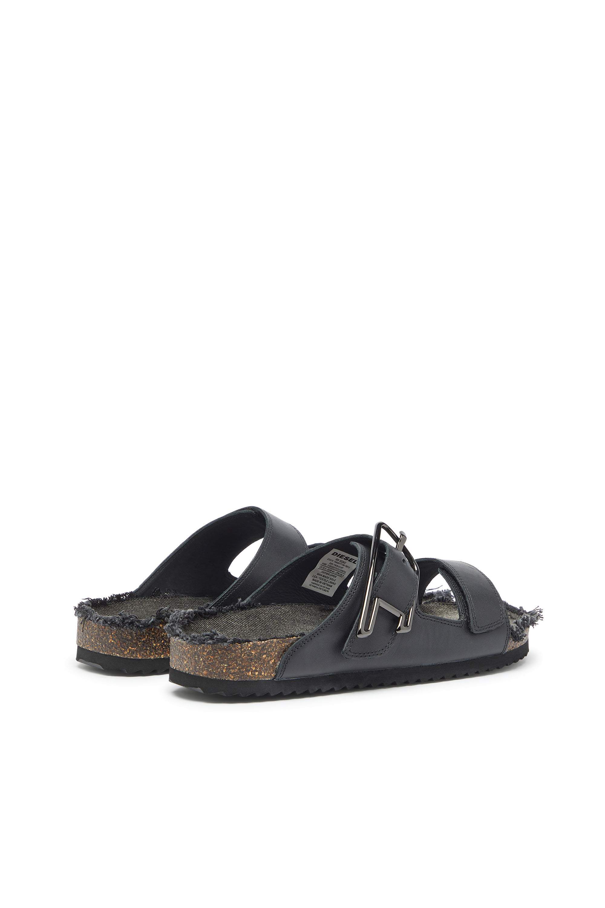 Diesel - D-WOODSTOCK D SANDAL, Man's D-Woodstock - Leather slide with cork footbed in Black - 3