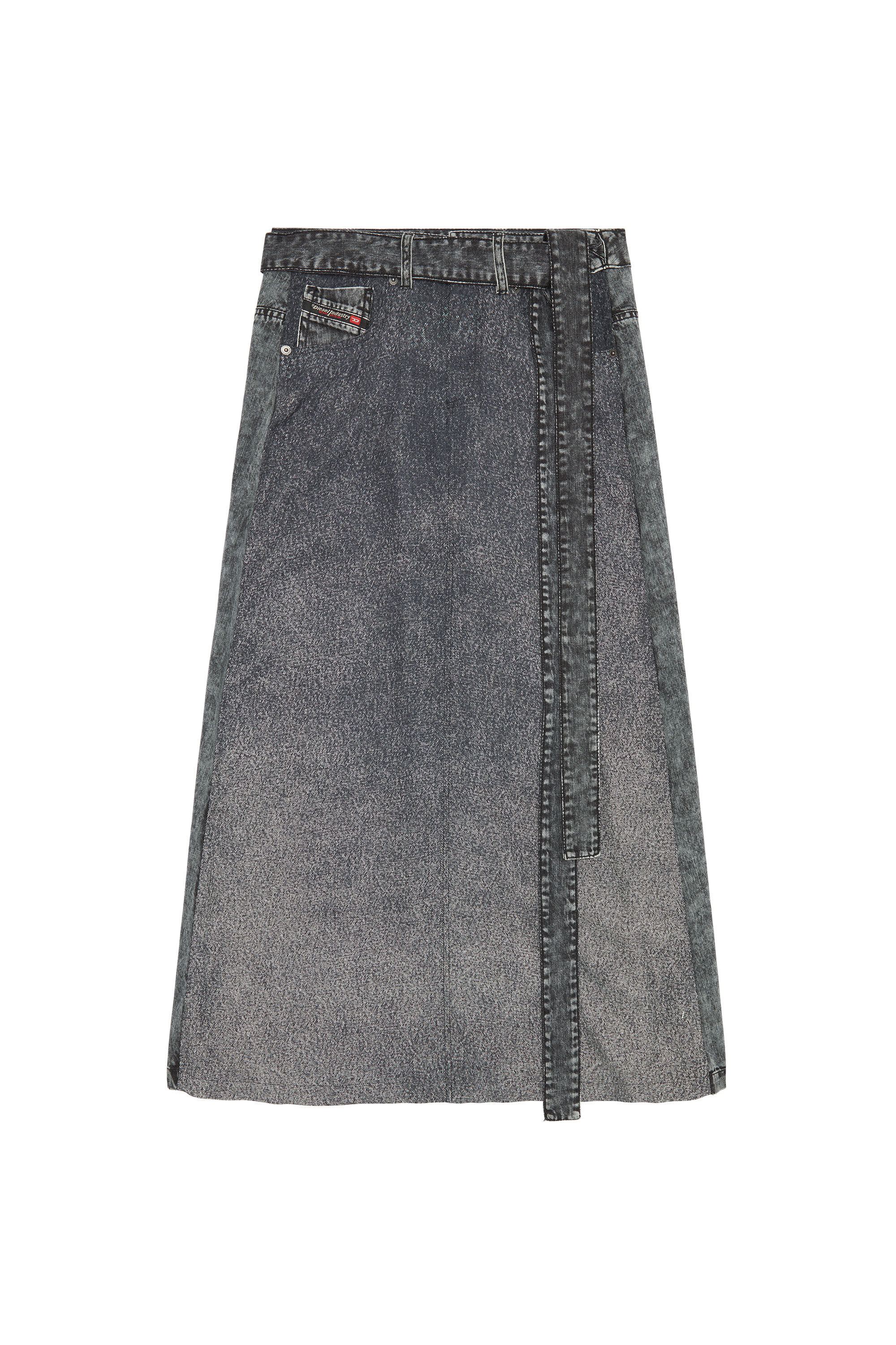 Diesel - O-TINA, Female's Twill skirt with trompe l'oeil denim print in Black - 2