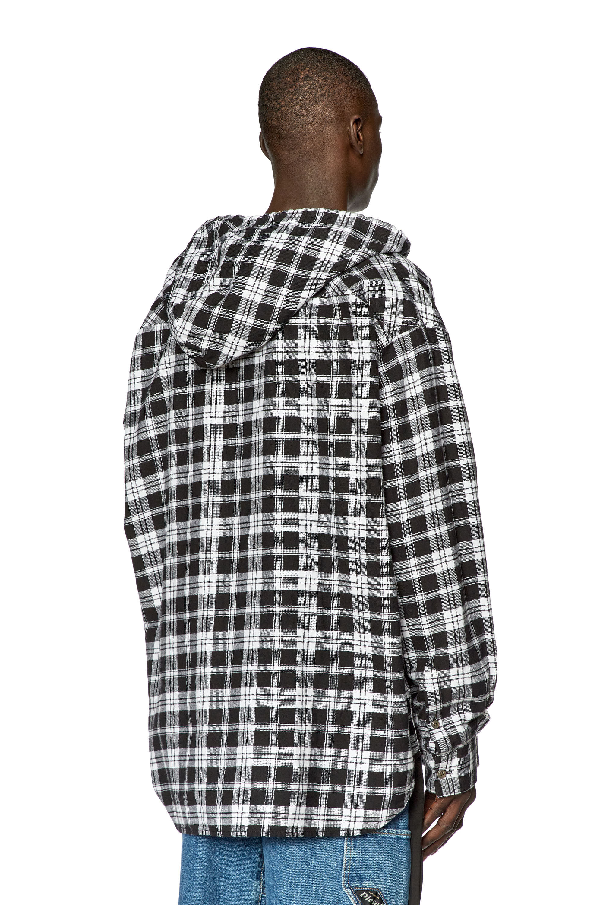 Diesel - S-DEWNY-HOOD, Chemise à capuche oversize en flanelle tactile Homme in Polychrome - 4