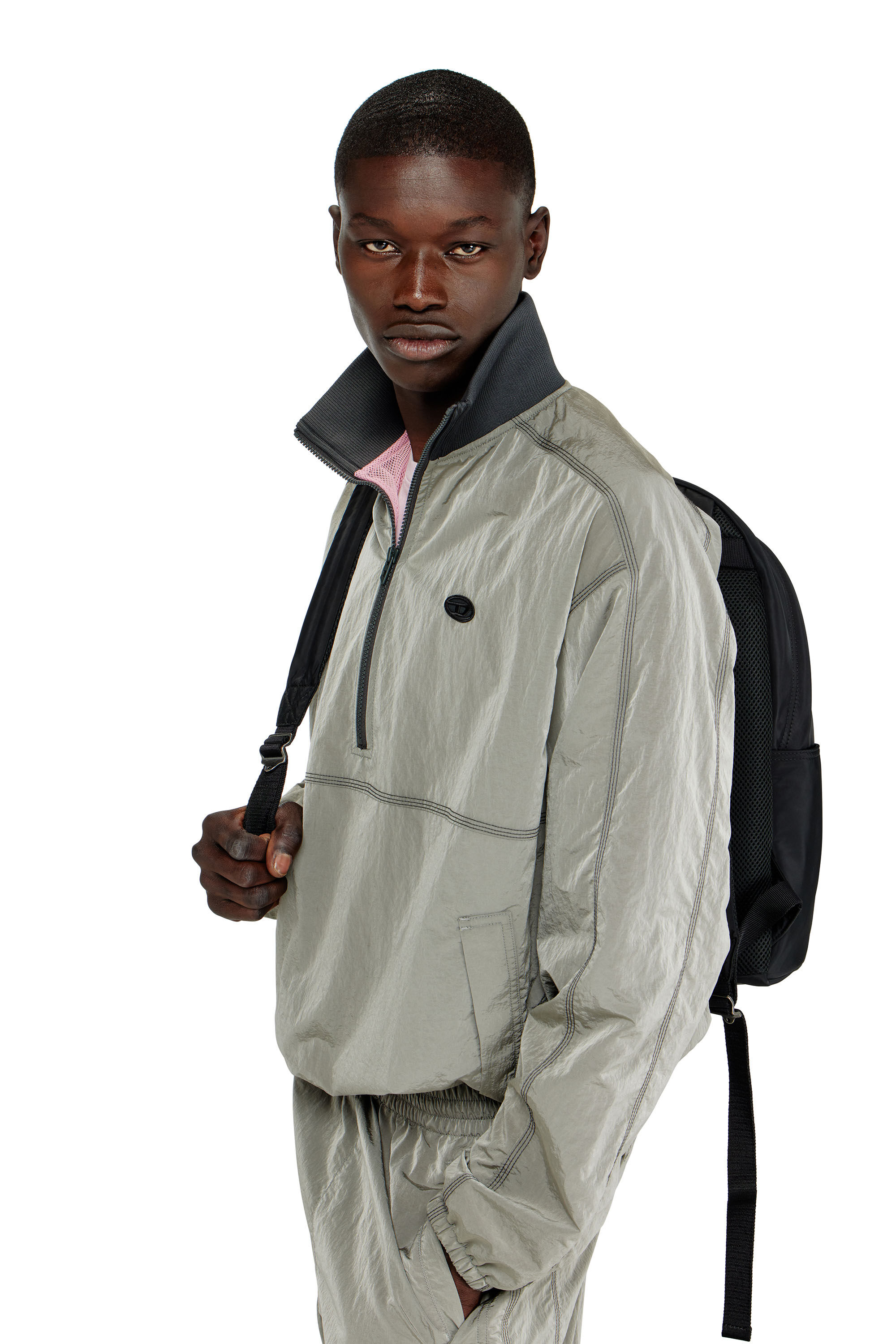 Men's Nylon jacket with crinkle effect | Grey | Diesel US