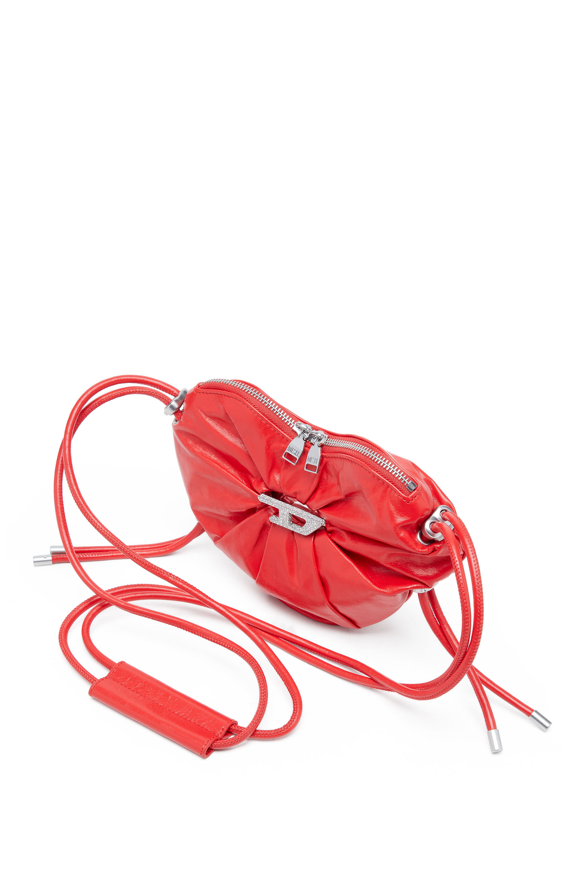 Women's Scrunch-D-Heart shoulder bag in scrunched leather | Red