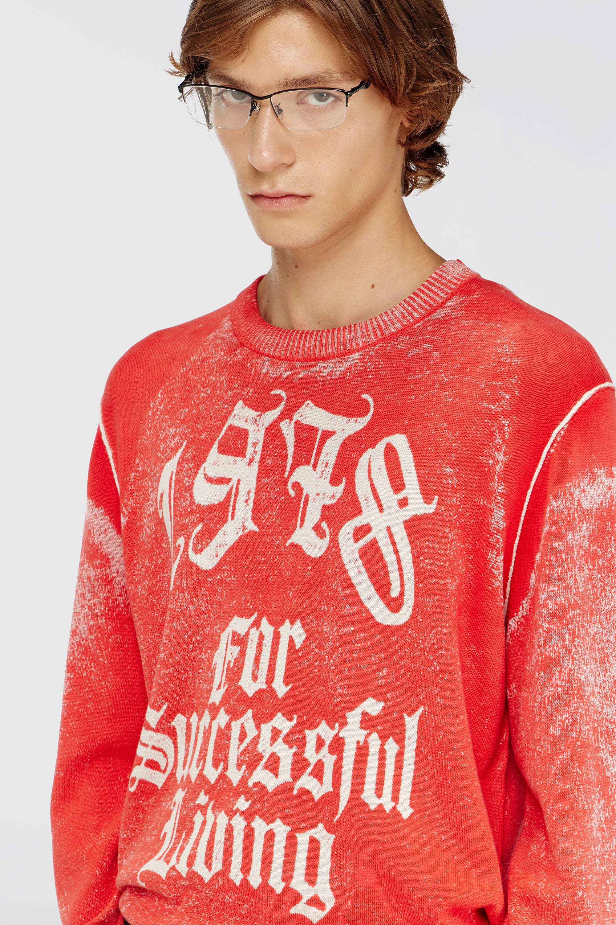 Diesel - K-LAUTI-A, Male's Jumper with reverse print in Red - 5