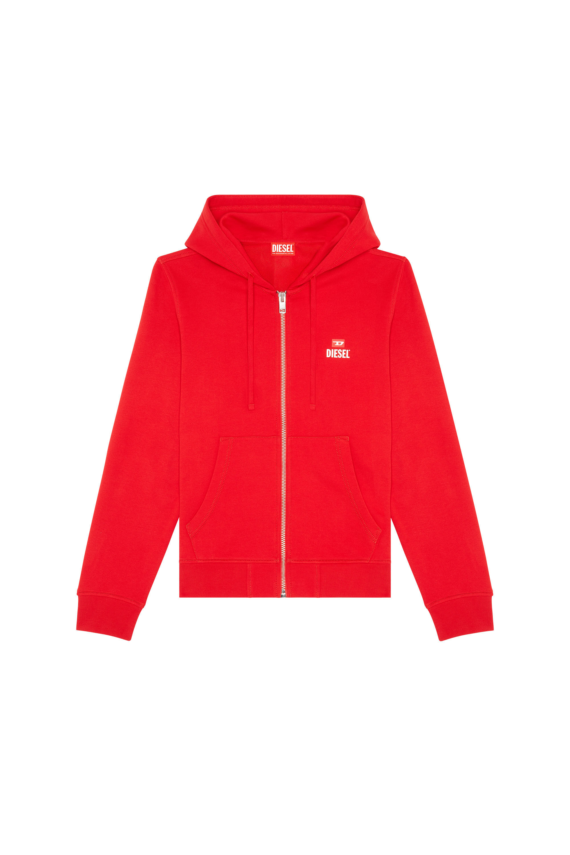 Men's Zip-up hoodie with D logo | Red | Diesel