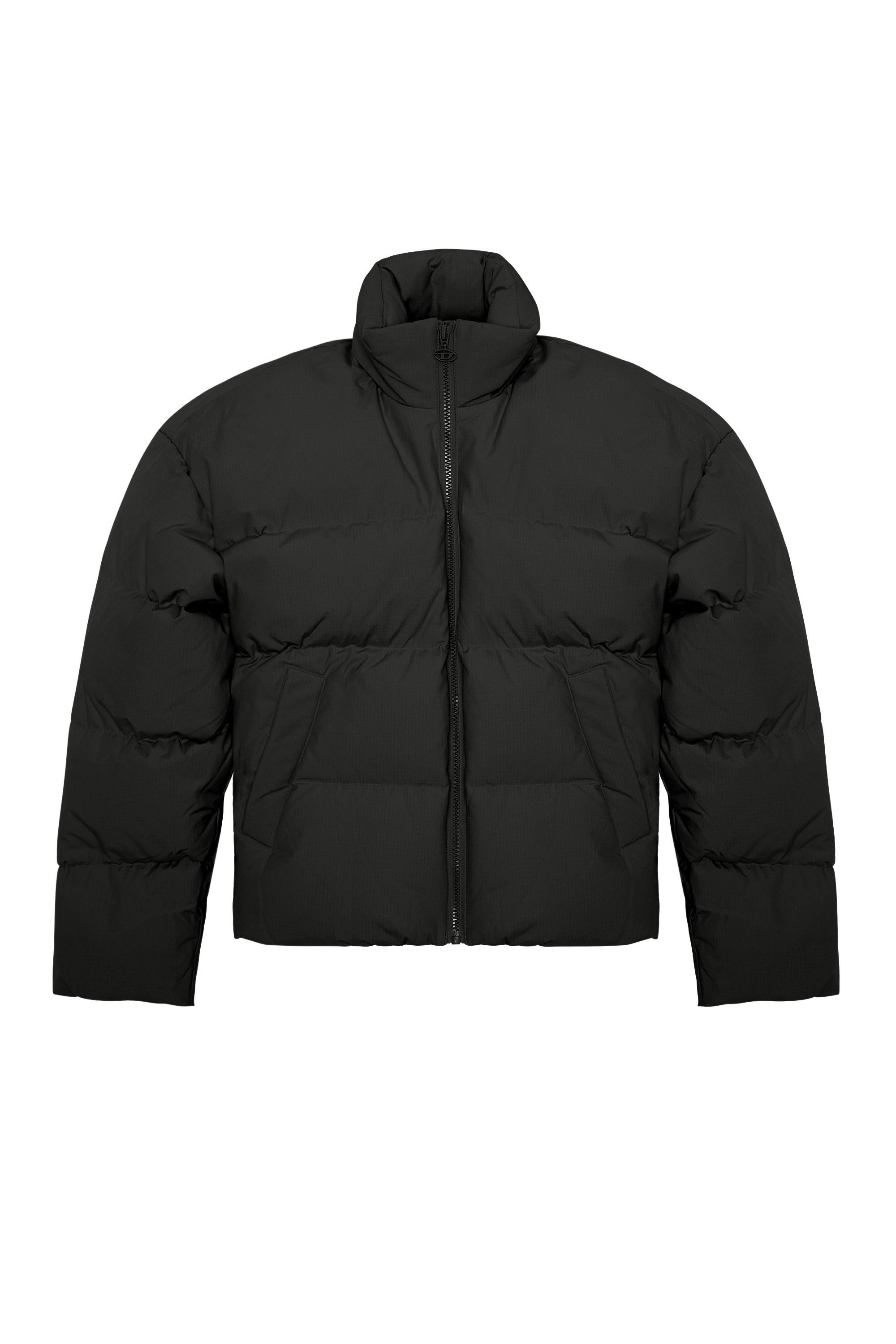 Diesel - W-OVAL, Male's Oversized down jacket with mega logo in Black - 2