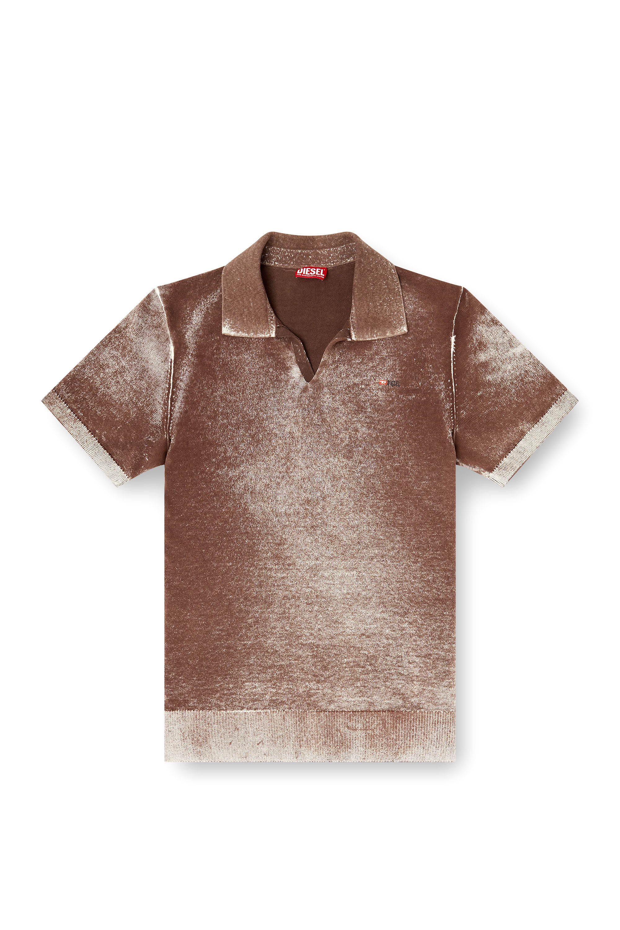 Men's Knit polo shirt with faded reverse print | Marrone | Diesel