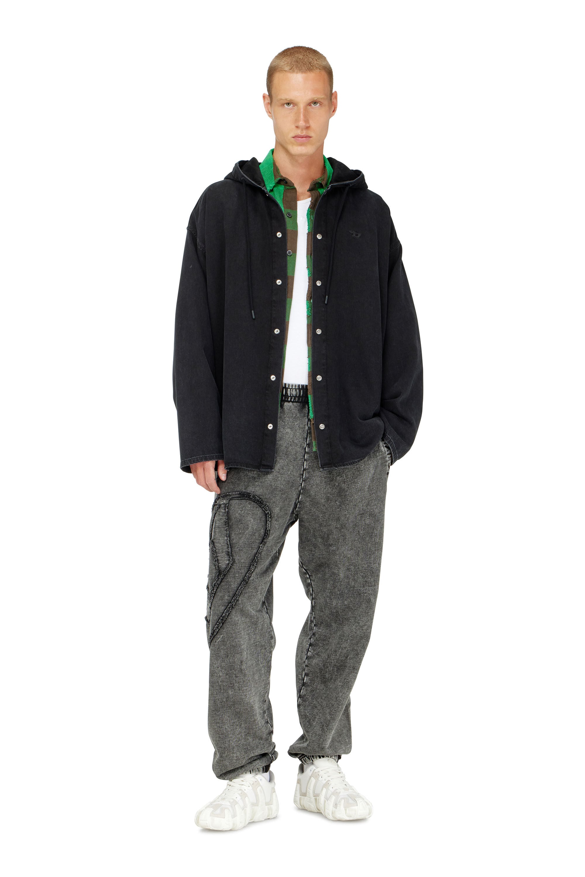 Diesel - P-MARKY-DEN, Pantalon en coton biologique avec &eacute;cusson Oval D Homme in Gris - 1