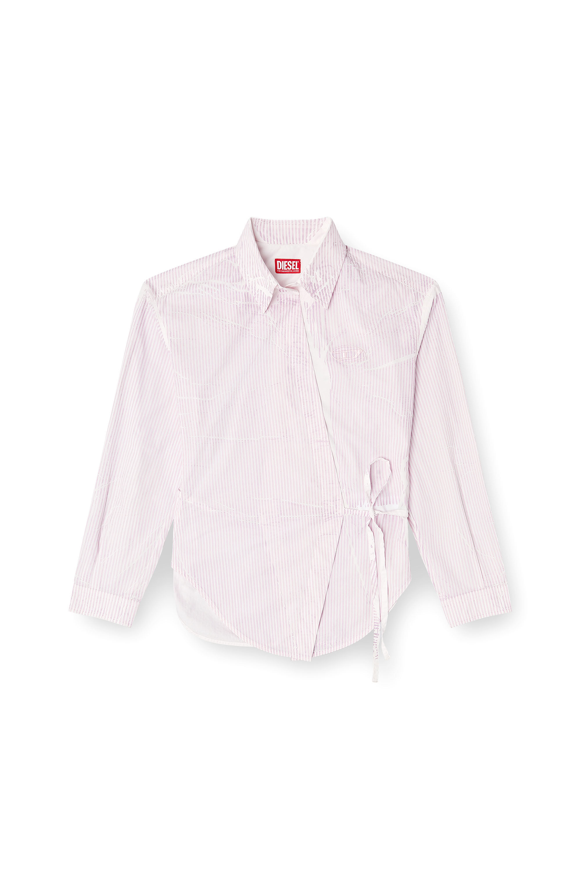 Diesel - C-DELPHOS-S2, Female's Poplin wrap-around shirt with pinstripes in Face Powder - 2
