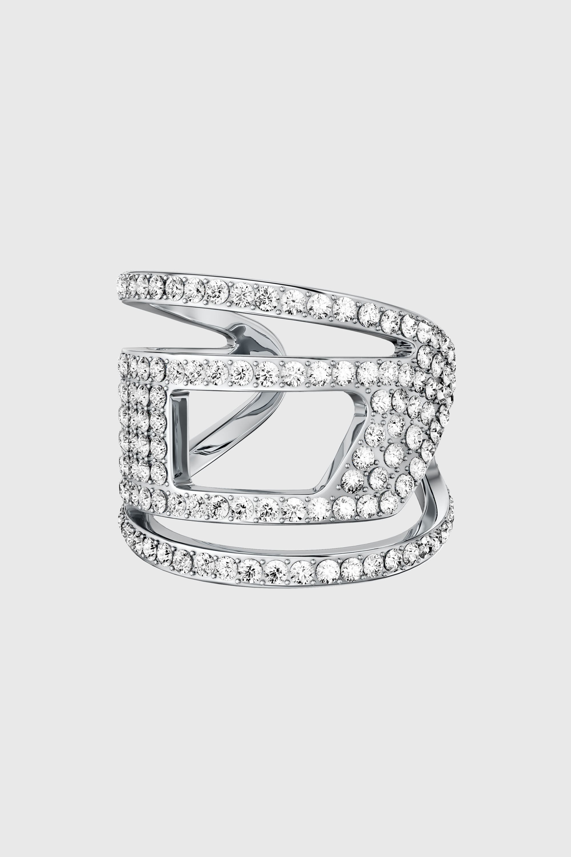 Diesel - DX1705040 JEWELLERY, Unisex's Stainless steel glitz D band ring in Silver - 3