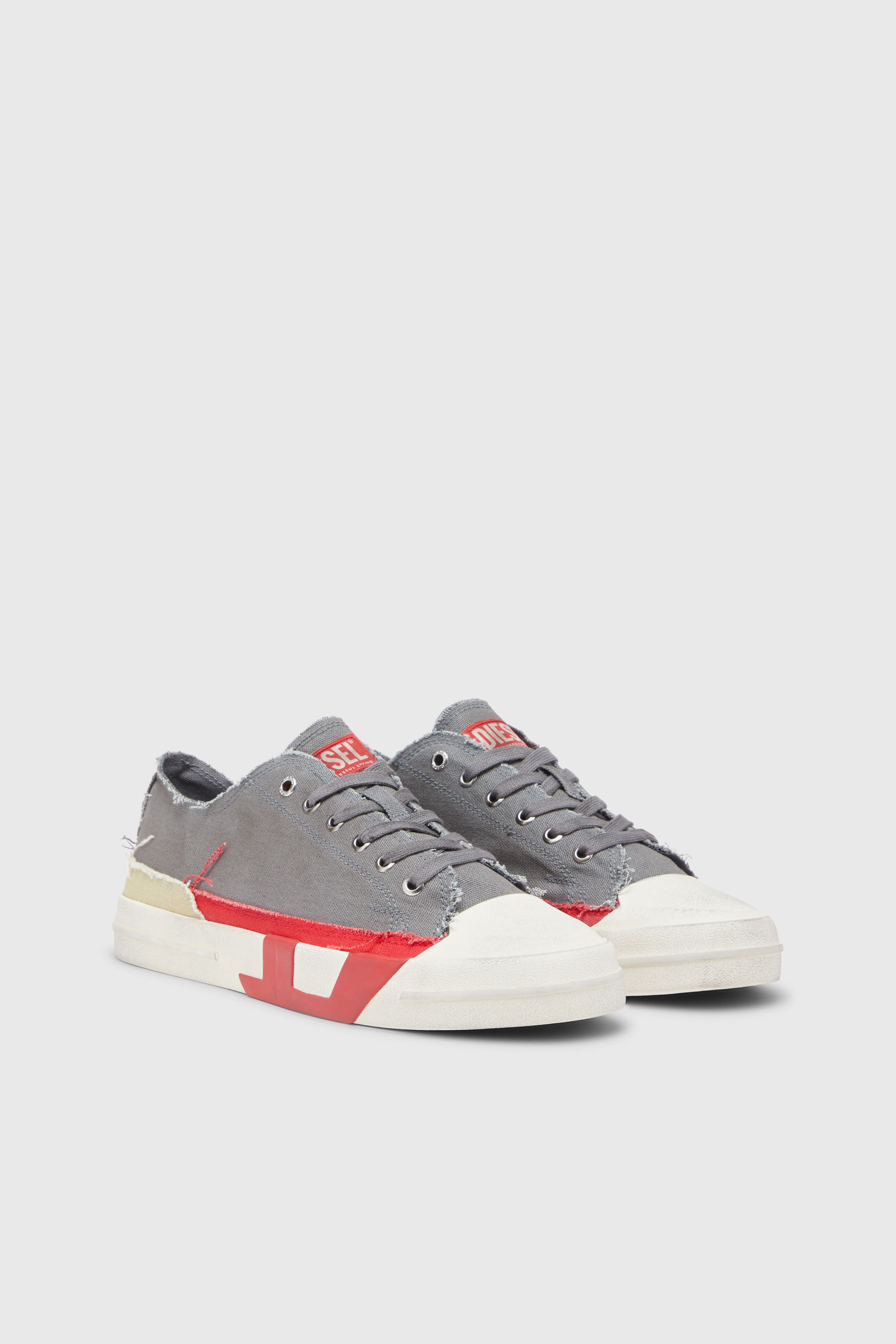 Diesel - S-D-VERSE LOW, S-D-Verse-Zapatillas de lona con efecto desgastado Hombre in Gris - 2
