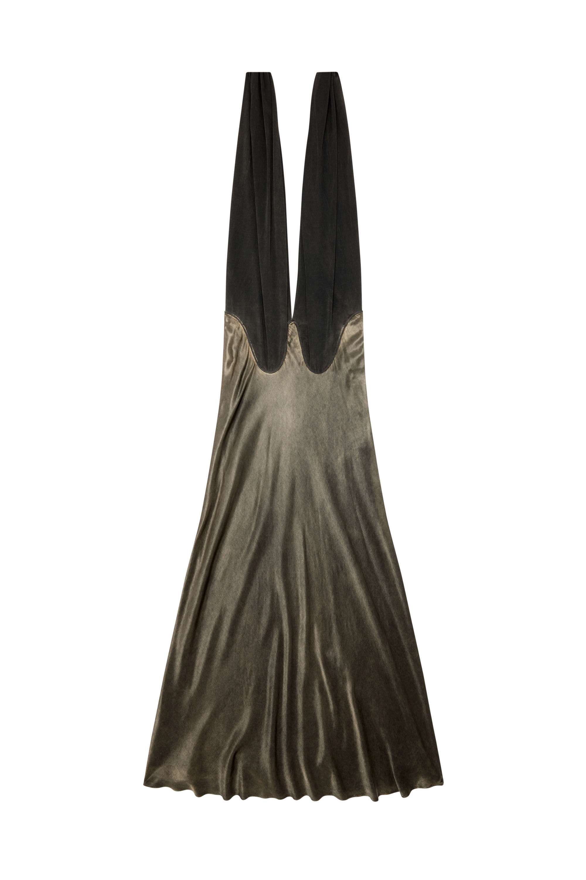 Diesel - O-DYVA, Female's Dress with scarf panels in Black/Brown - 2