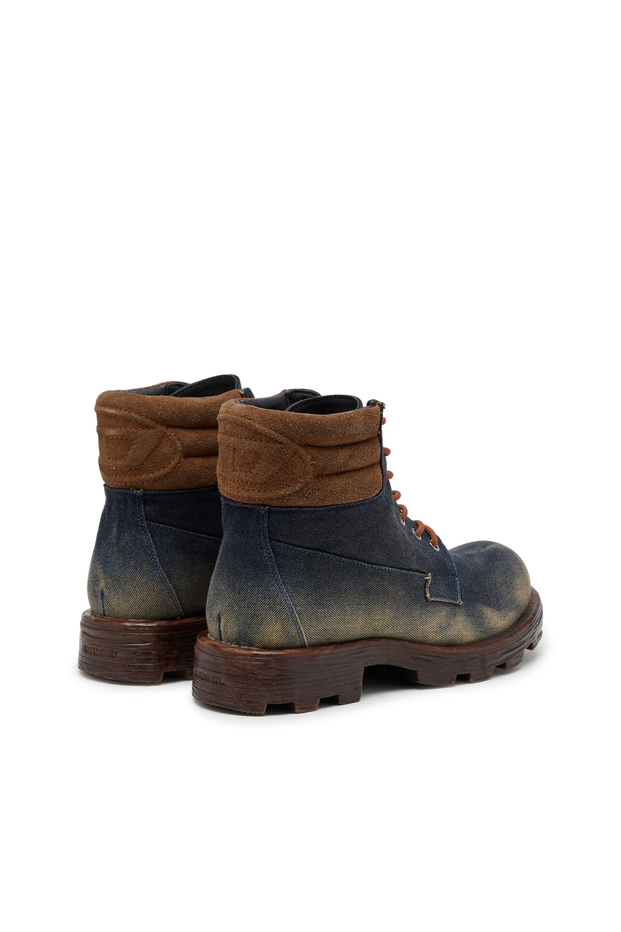 Men's D-Hammer-Combat boots in denim and suede | Blue | Diesel