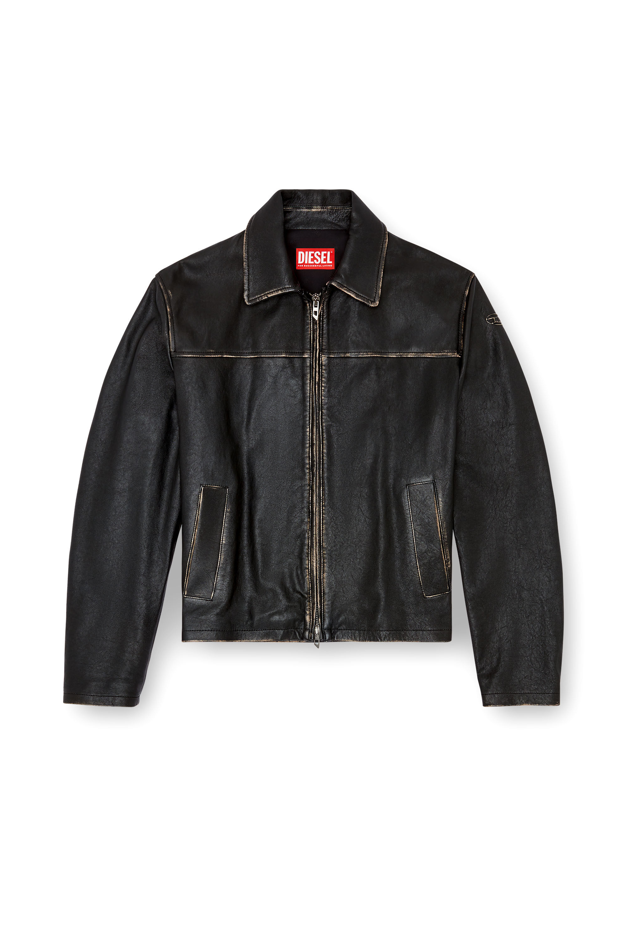 Diesel - L-BLIXIA, Veste en cuir vieilli Homme in Noir - 2
