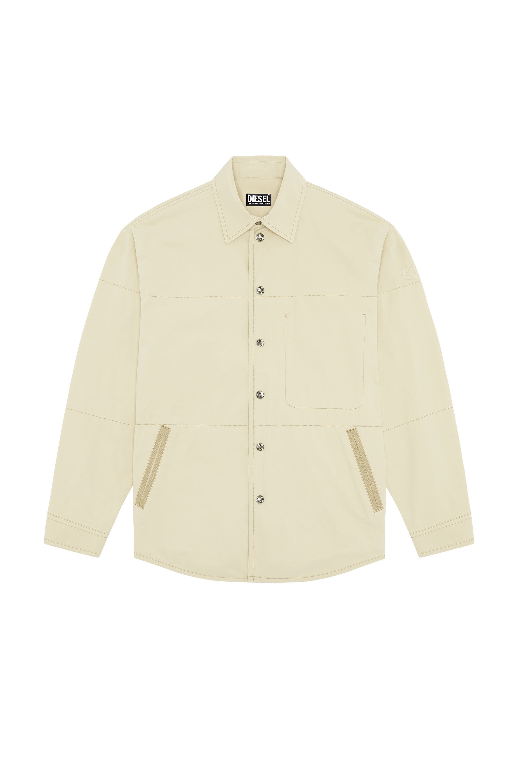 Diesel - S-DOVES, Veste chemise en sergé peau de pêche Homme in Beige - 2