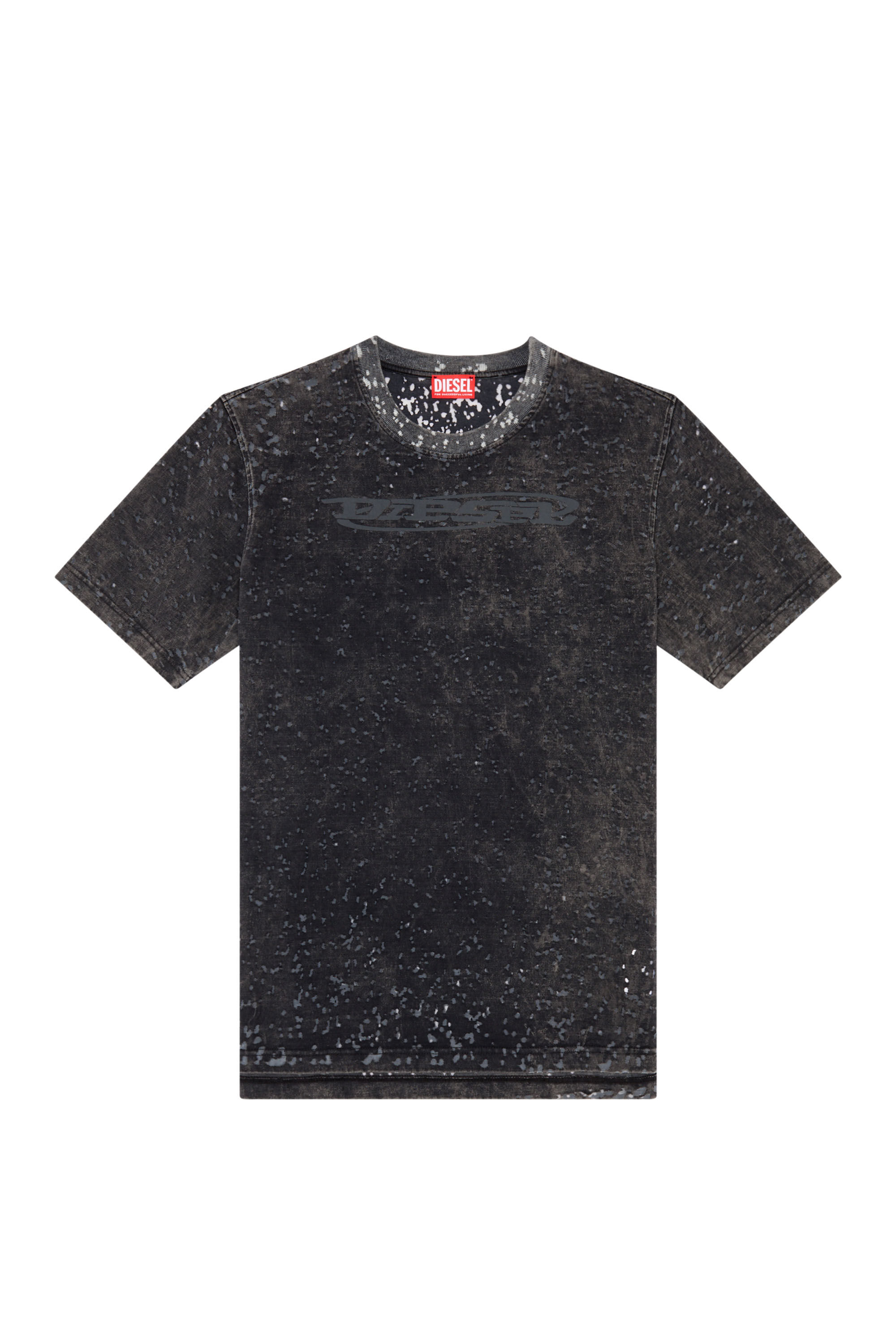 Diesel - T-JUST-SLITS-N15, Man's T-shirt in burn-out jersey in Black - 2