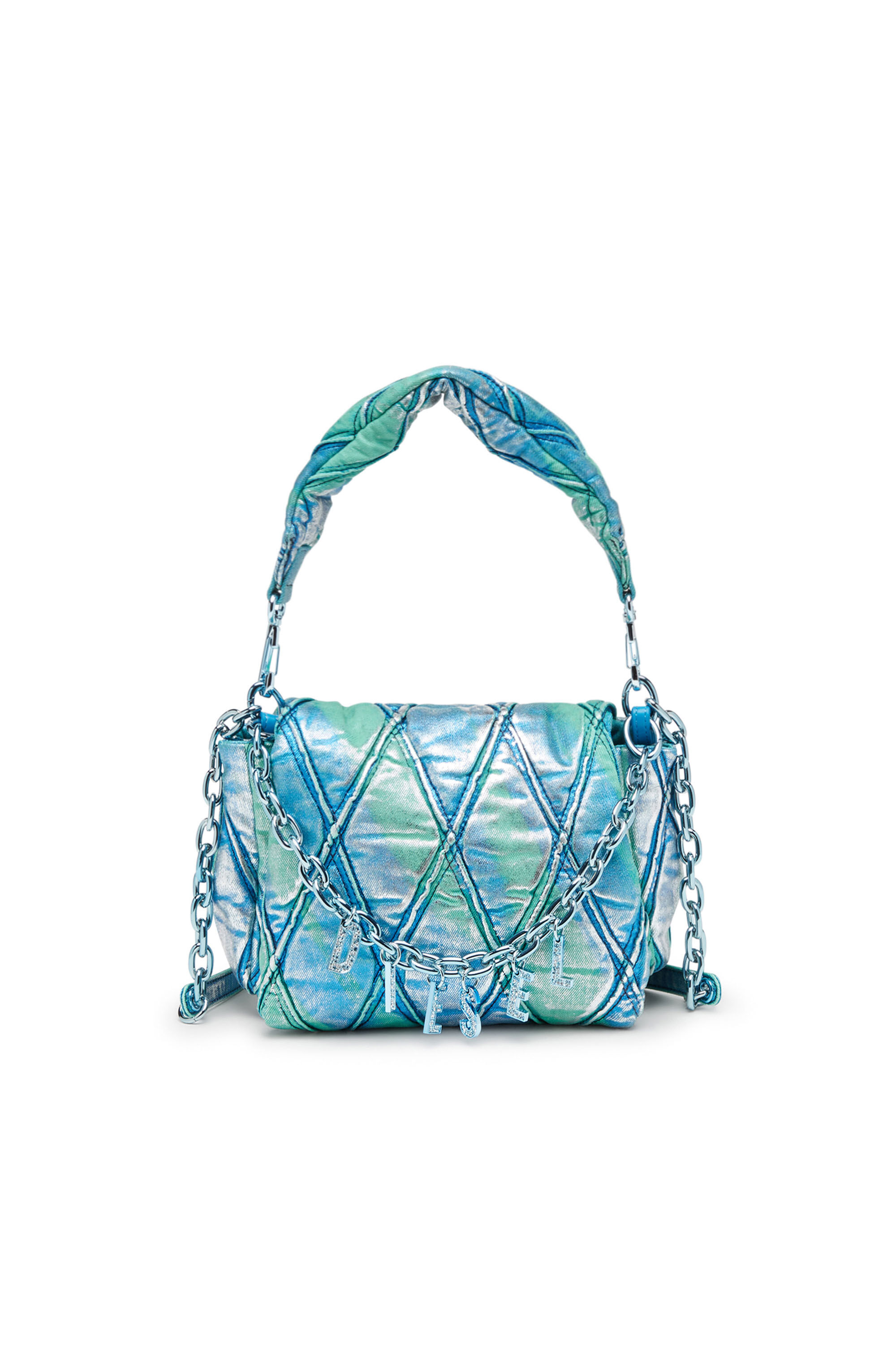 Diesel - CHARM-D SHOULDER S, Female's Charm-D S-Small handbag in quilted pop colour denim in Azure - 1