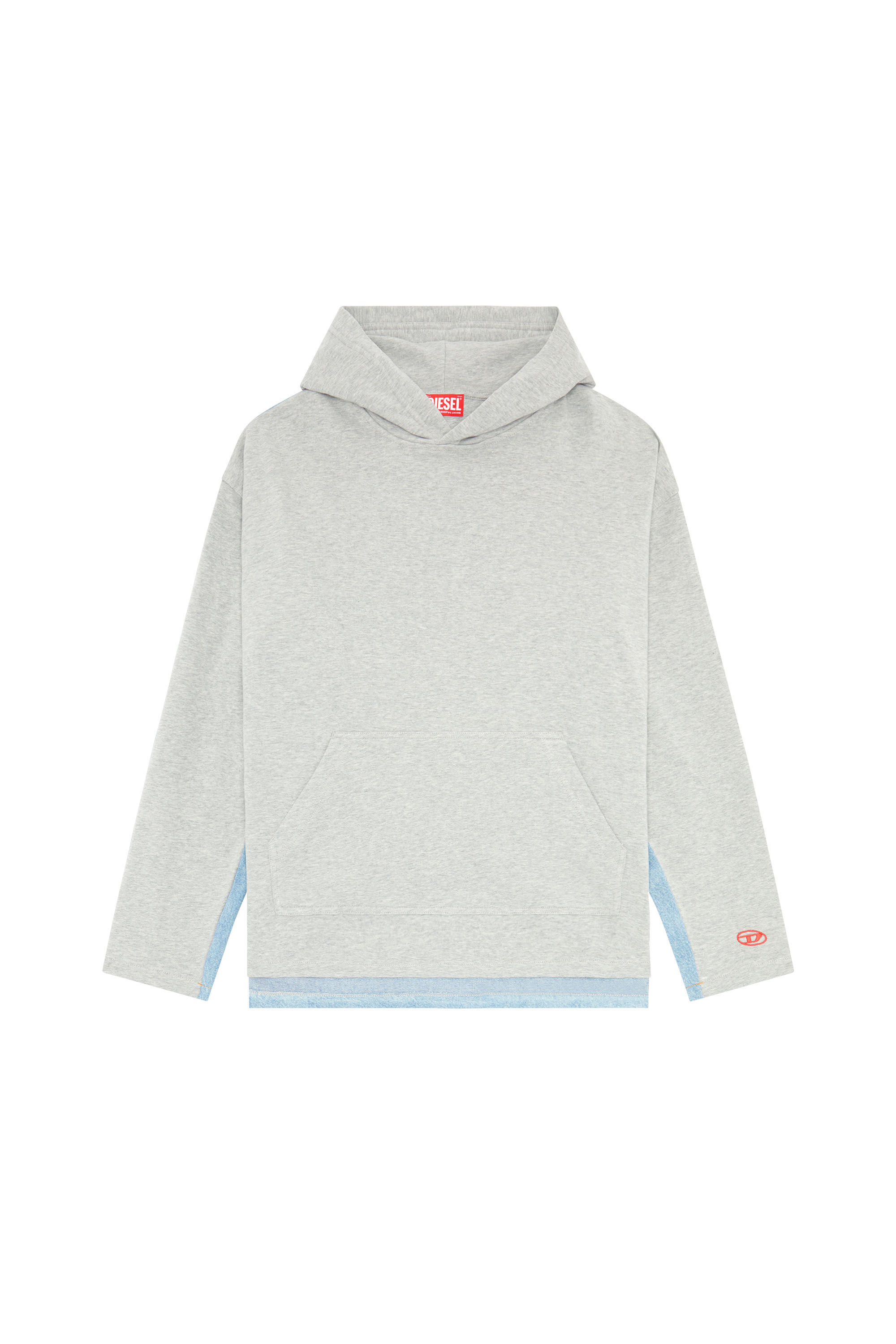 Diesel - S-SOL-HOOD-DEN, Sweat-shirt à capuche en coton et denim mélangés Homme in Polychrome - 1