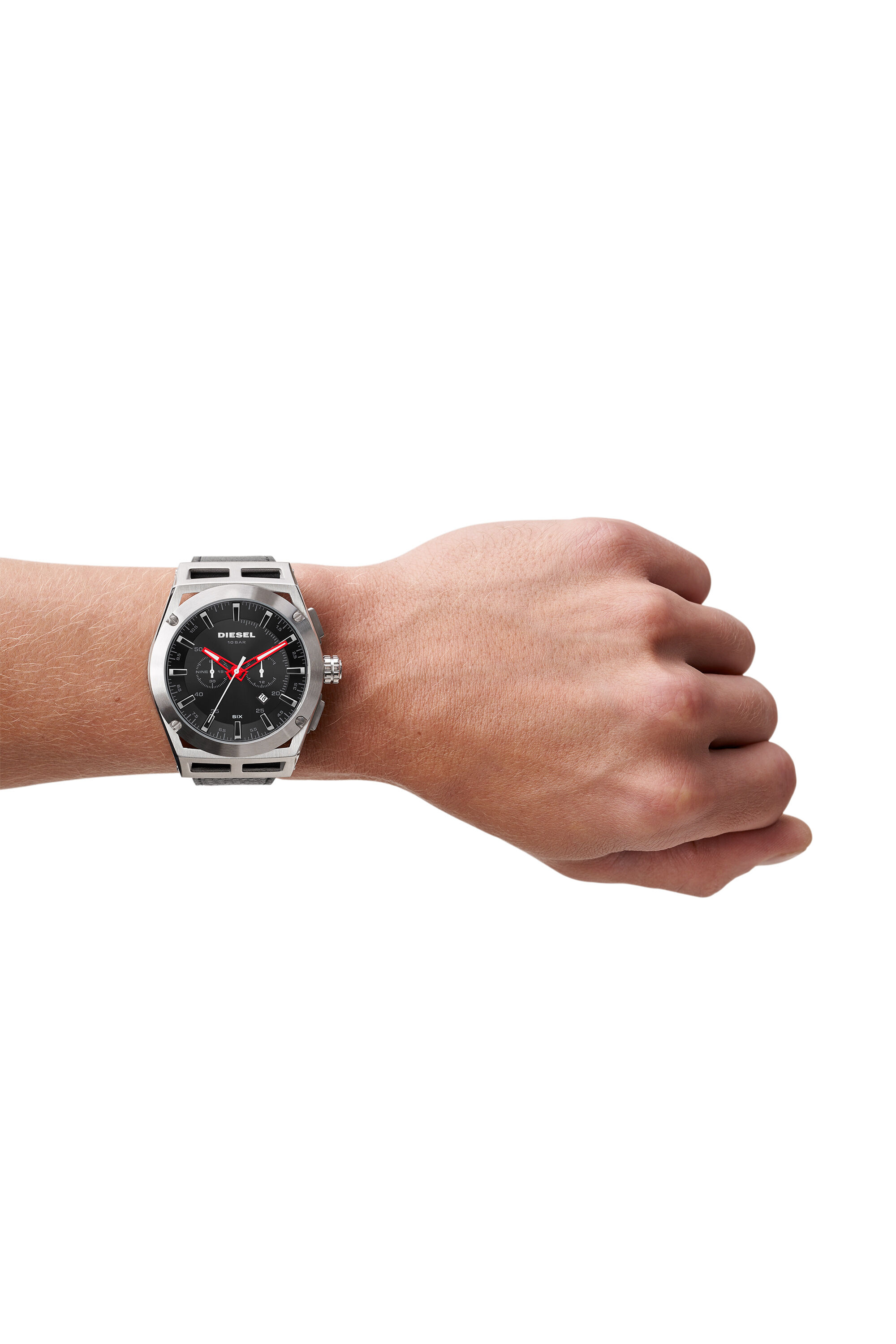 Diesel - DZ4543, Male's Timeframe chronograph black leather watch in Black - 4