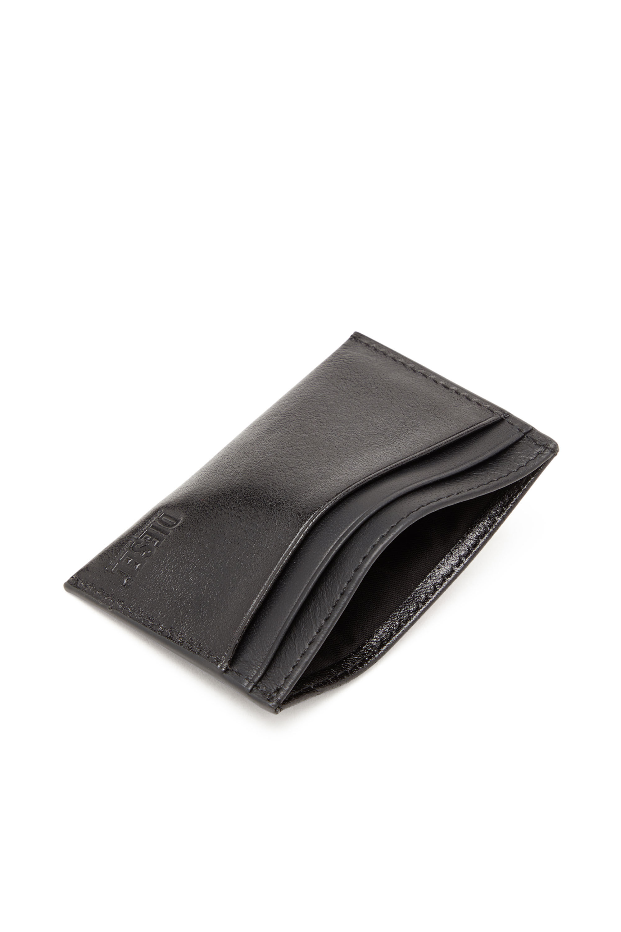 Diesel - RAVE CARD CASE, Porte-cartes en cuir avec plaque D rouge Homme in Noir - 3