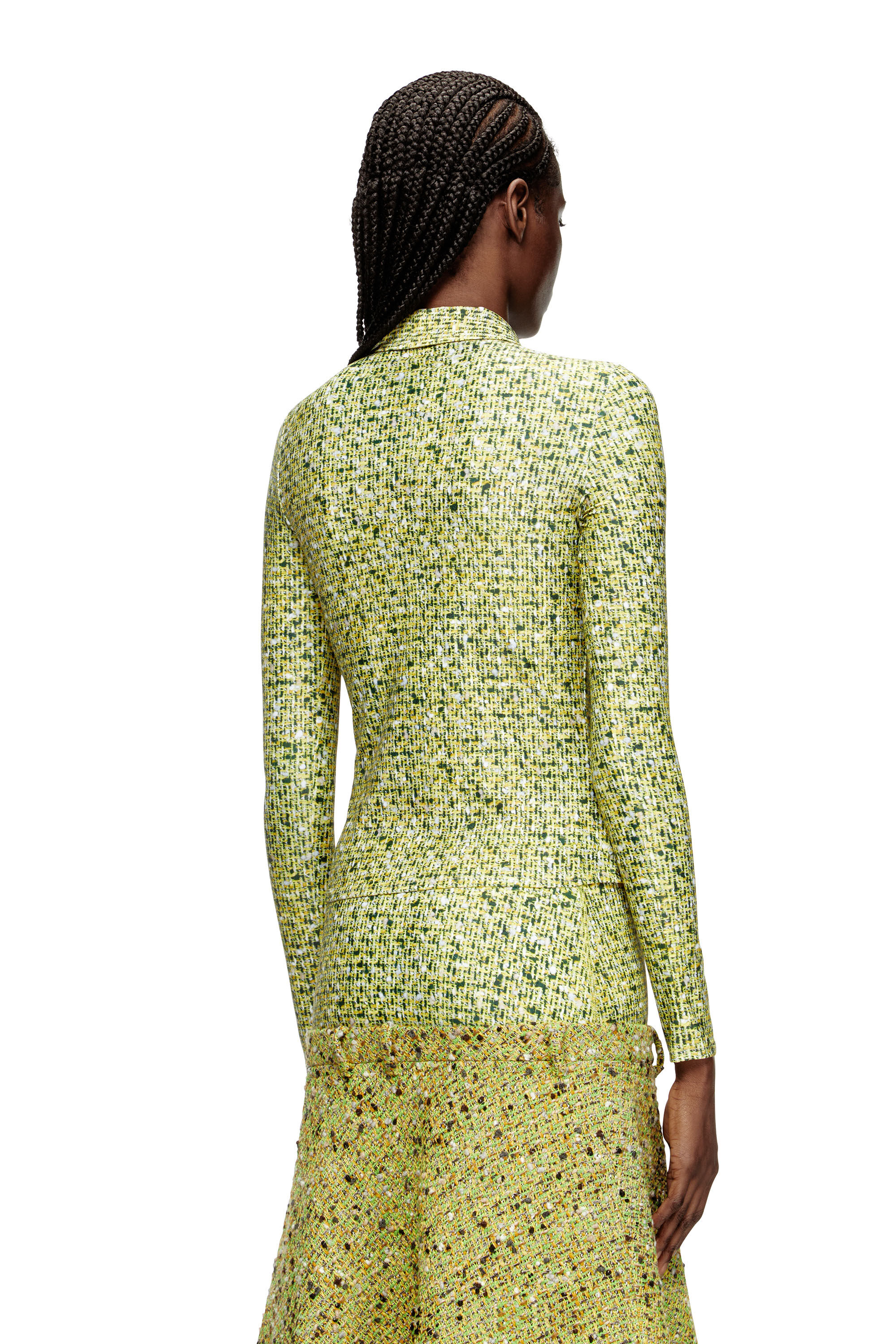 Women's Stretch fabric shirt with bouclé print | Yellow | Diesel