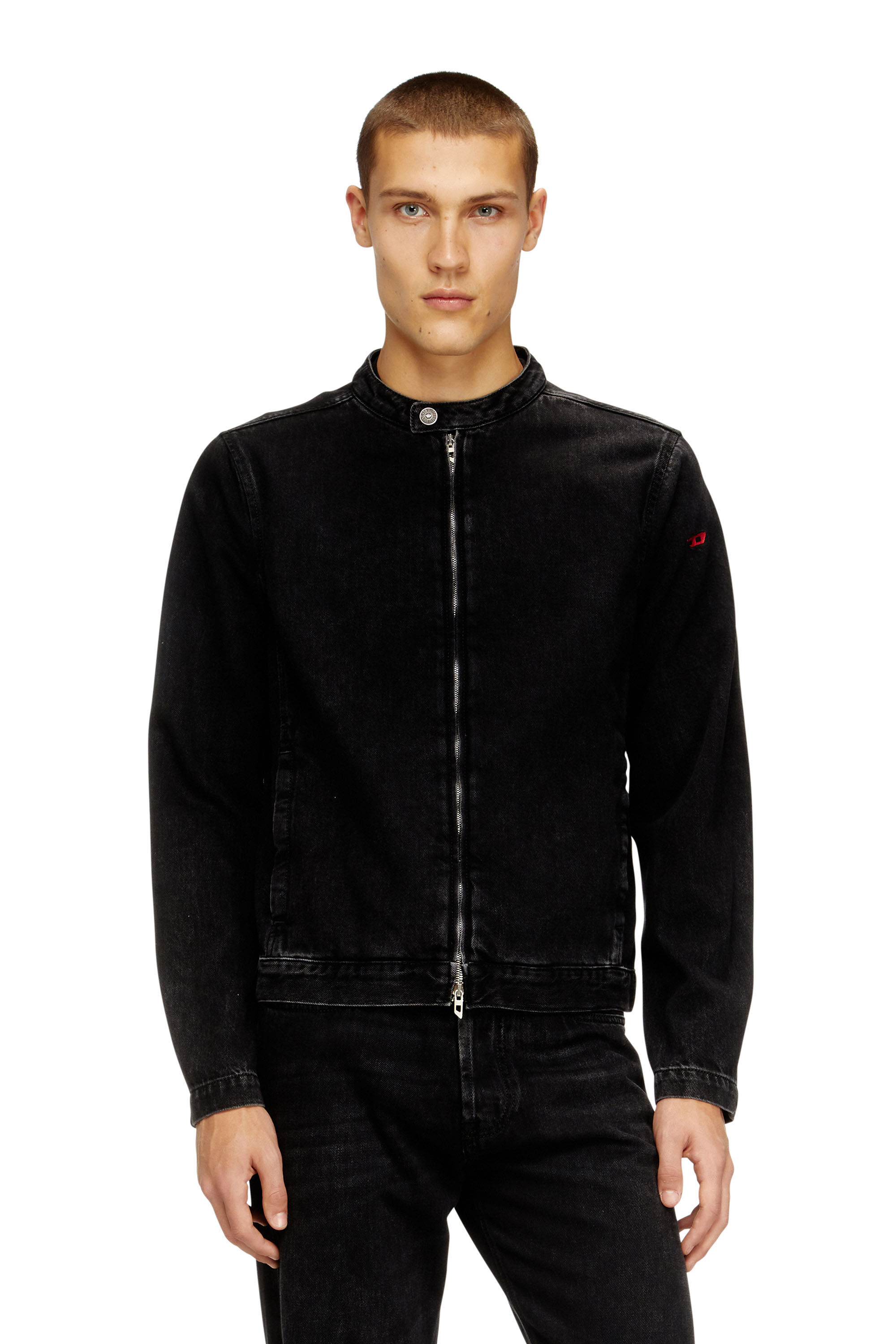 Men's Moto jacket in clean-wash denim | Black | Diesel