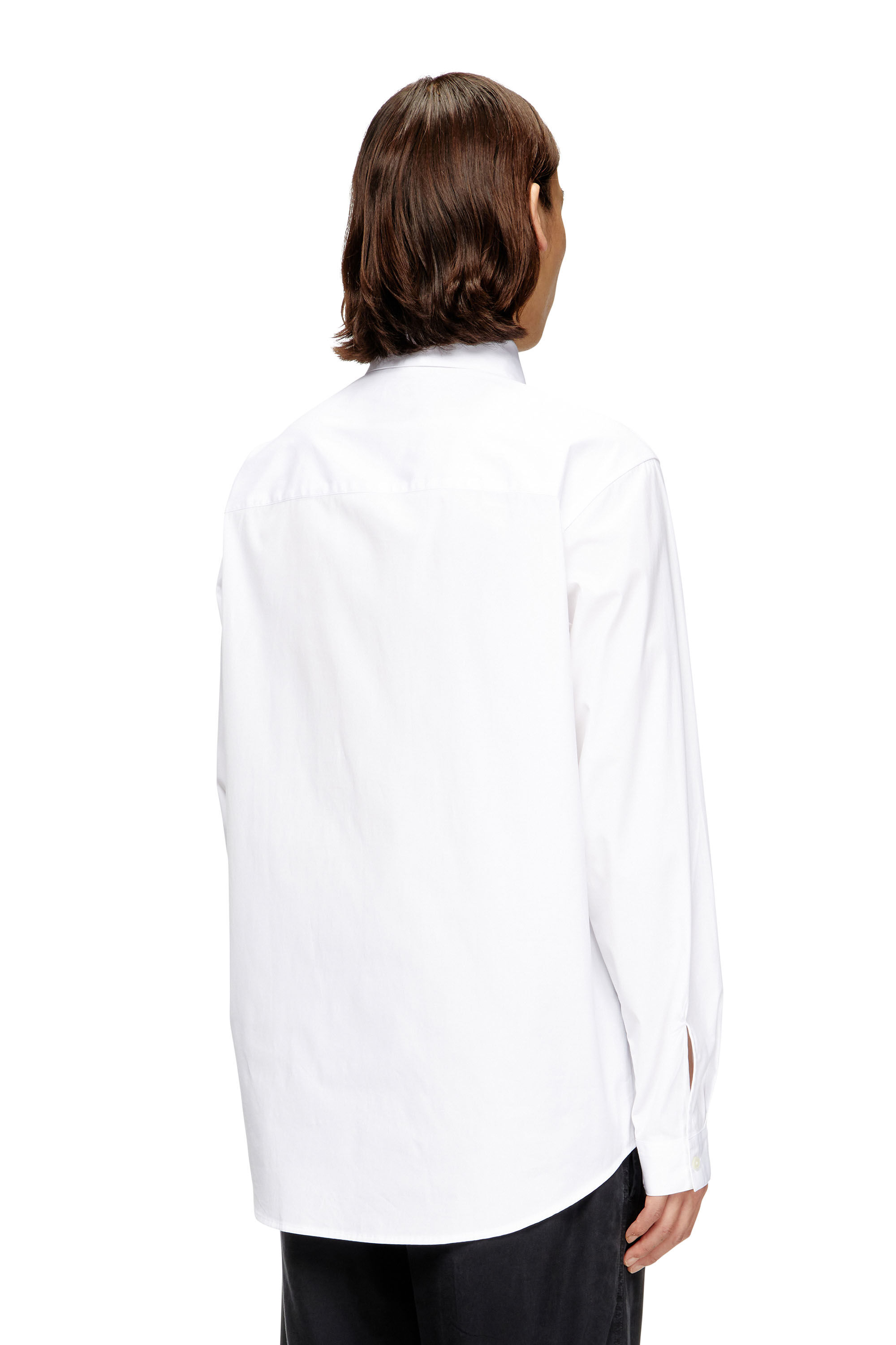Men's Stretch poplin shirt with embroidery | White | Diesel