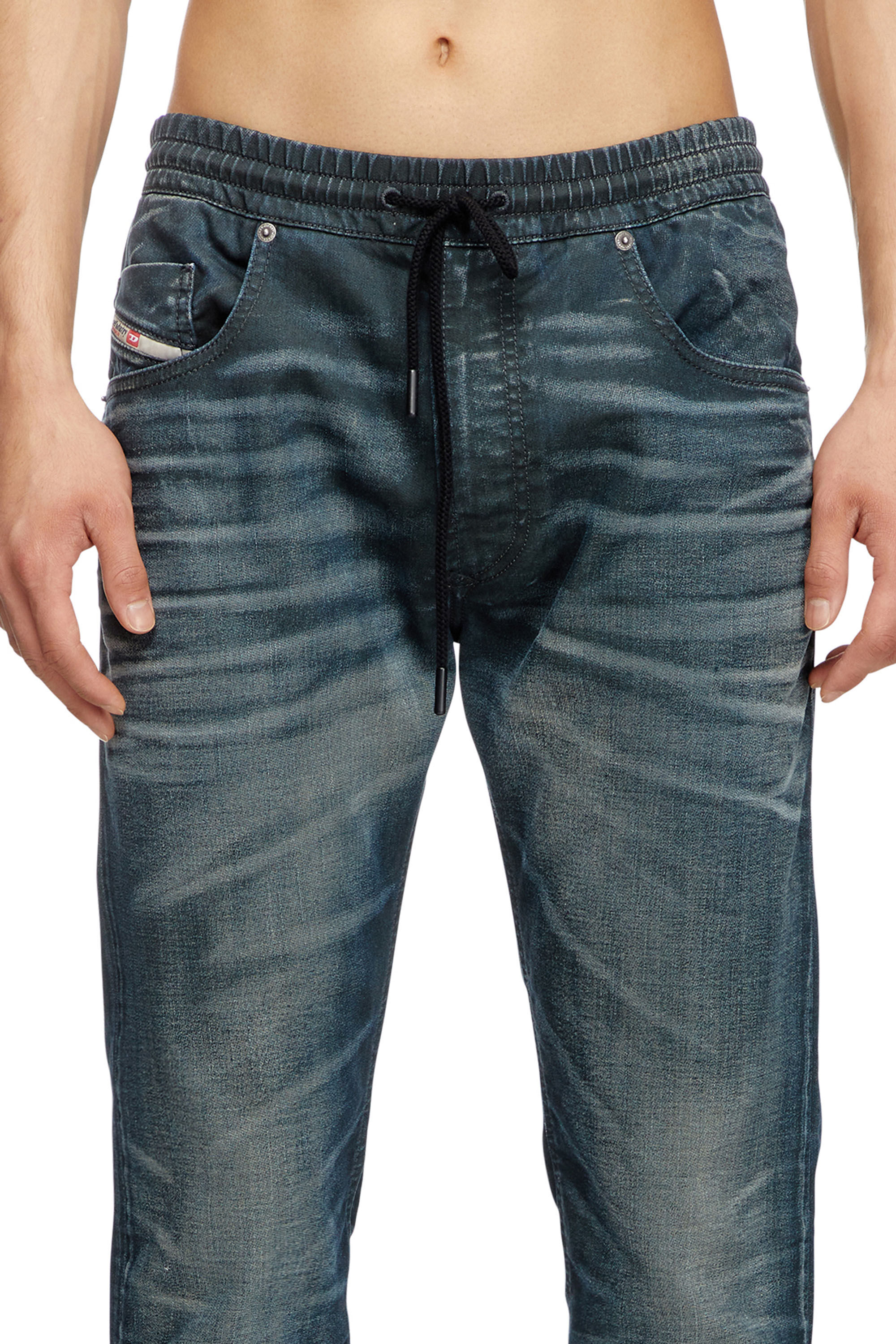 ②DIESEL CHEMICAL WASHCRASH JOGG JEANS 23 Men's Regular Jeans | Dark Blue | Diesel 2030 D-Krooley