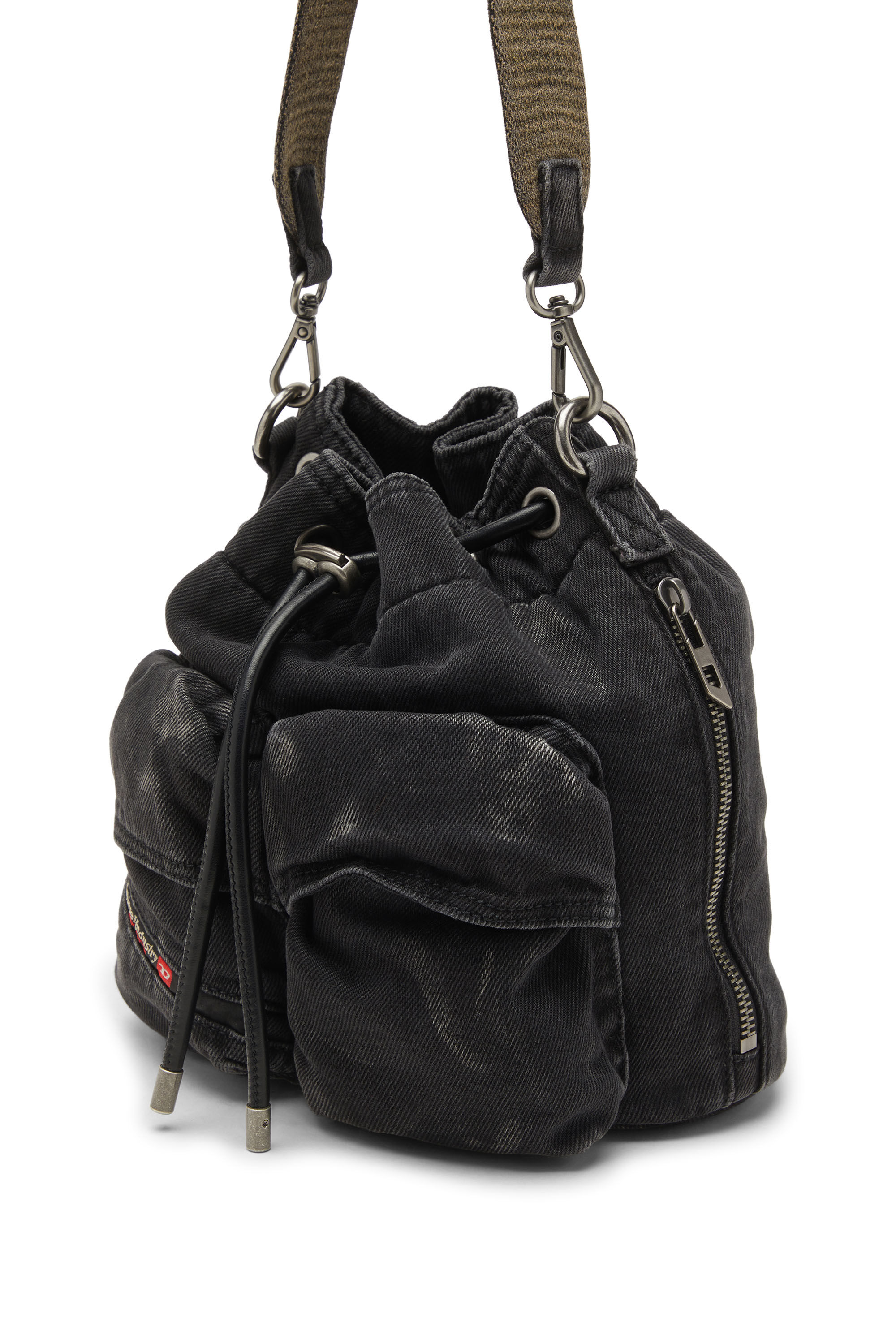 Diesel - MULTI-PKTS BUCKET X, Multi-Pkts-Sac seau multipoche en denim délavé Mixte in Noir - 5