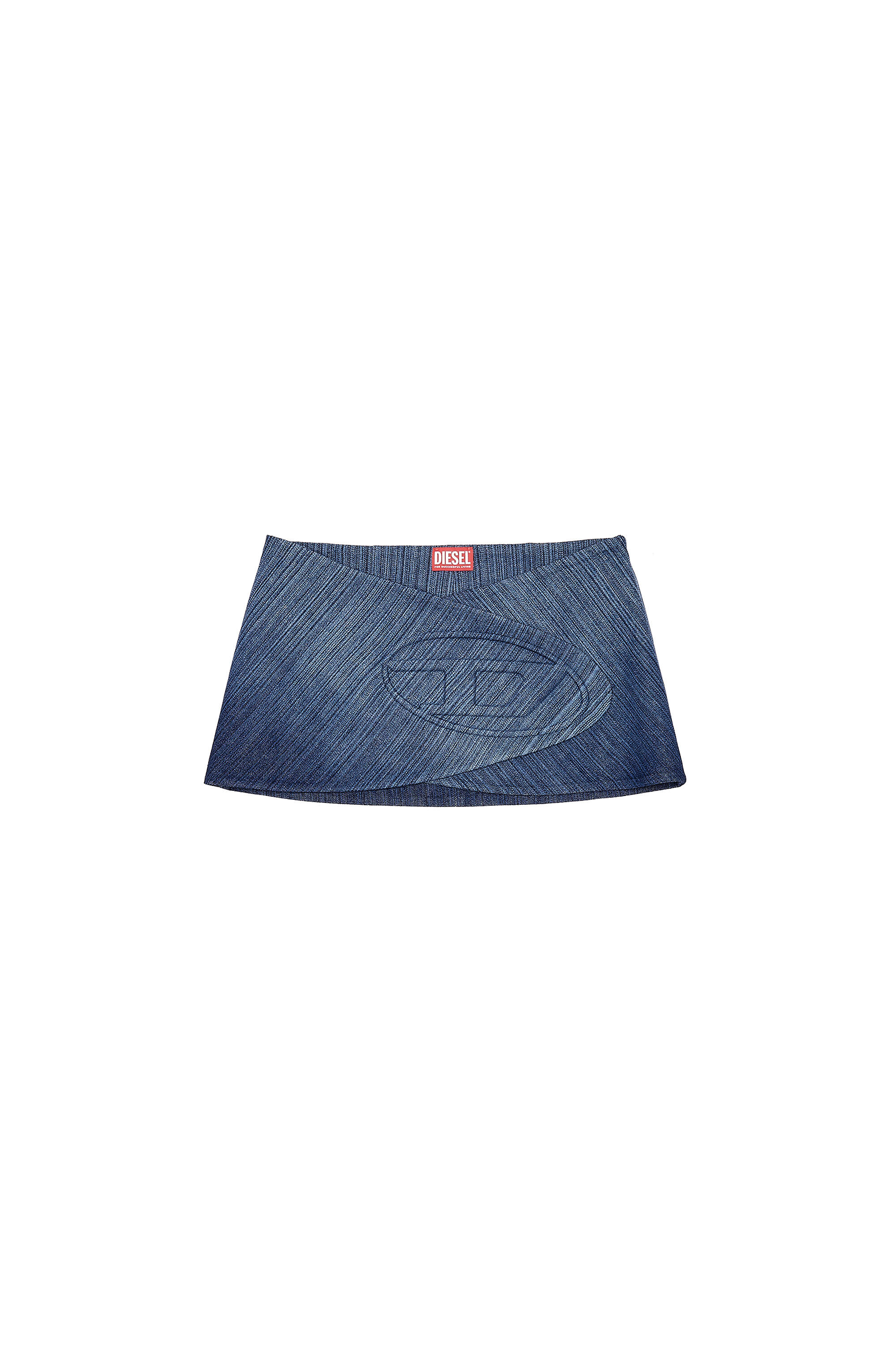 Diesel - DE-LORI-FSD, Jupe-ceinture en denim strié Femme in Bleu - 2