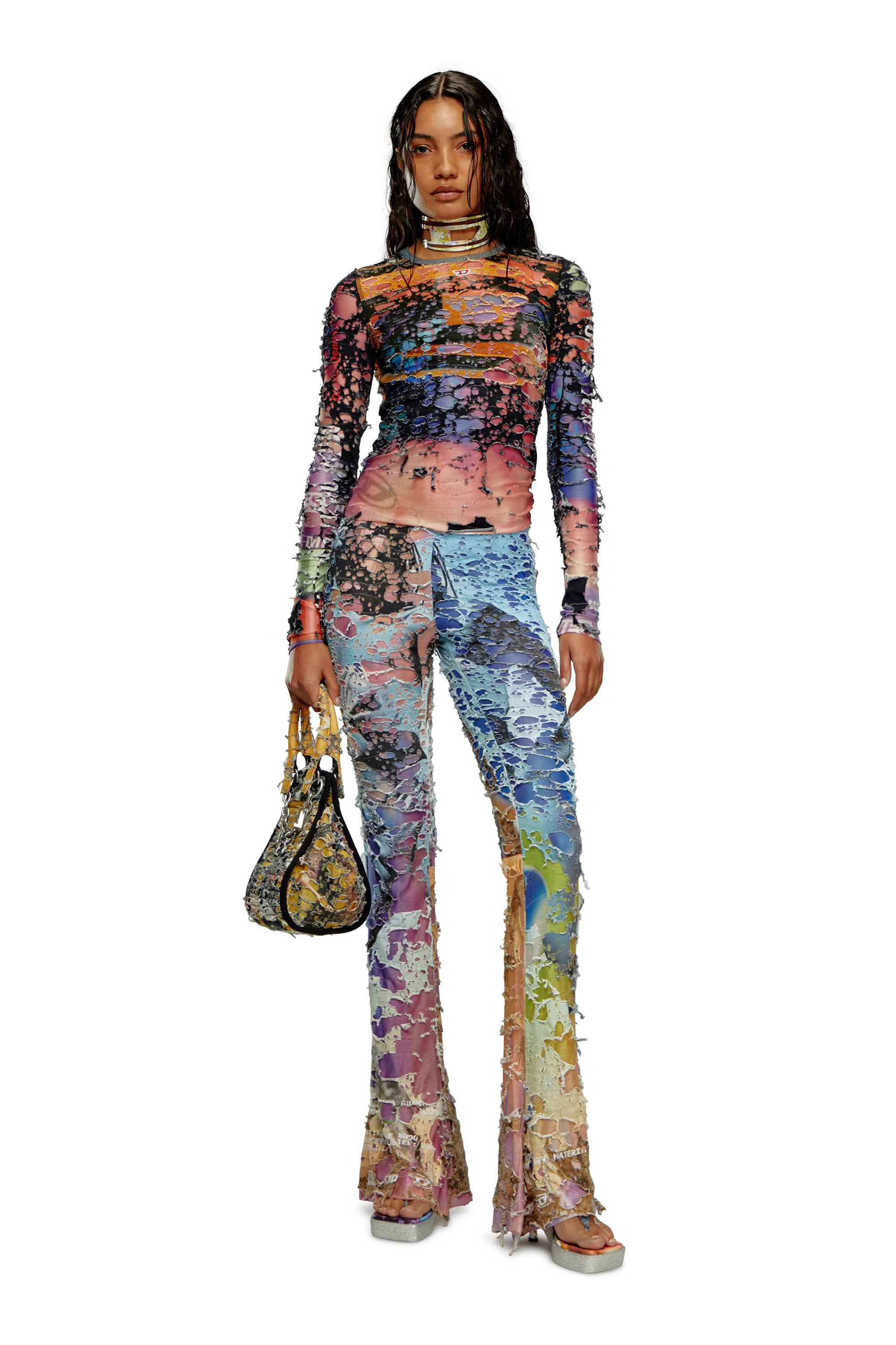 Women's Destroyed top with cinema prints | Multicolor | Diesel