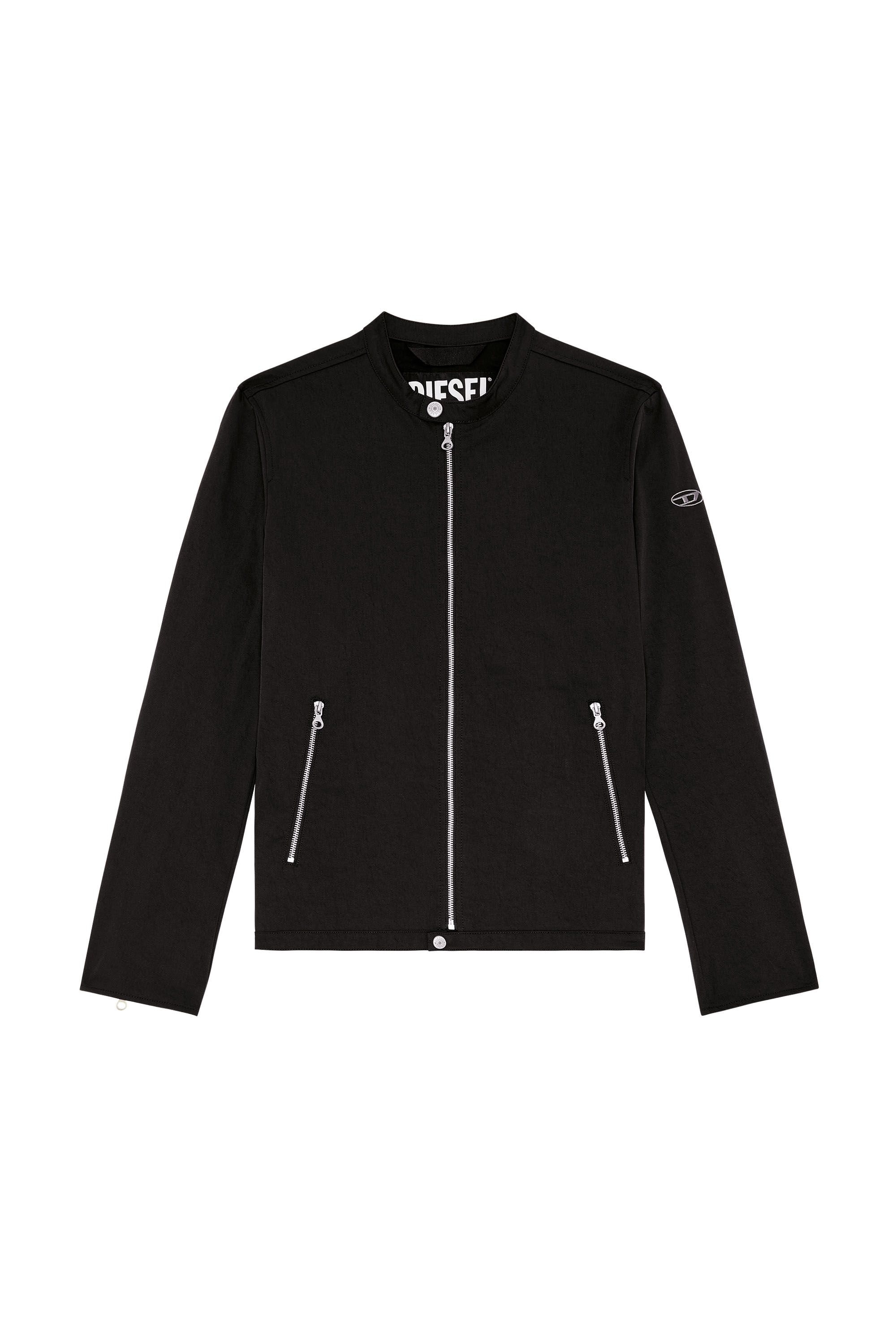 Diesel - J-GLORY-NW, Male's Biker jacket in cotton-touch nylon in Black - 2