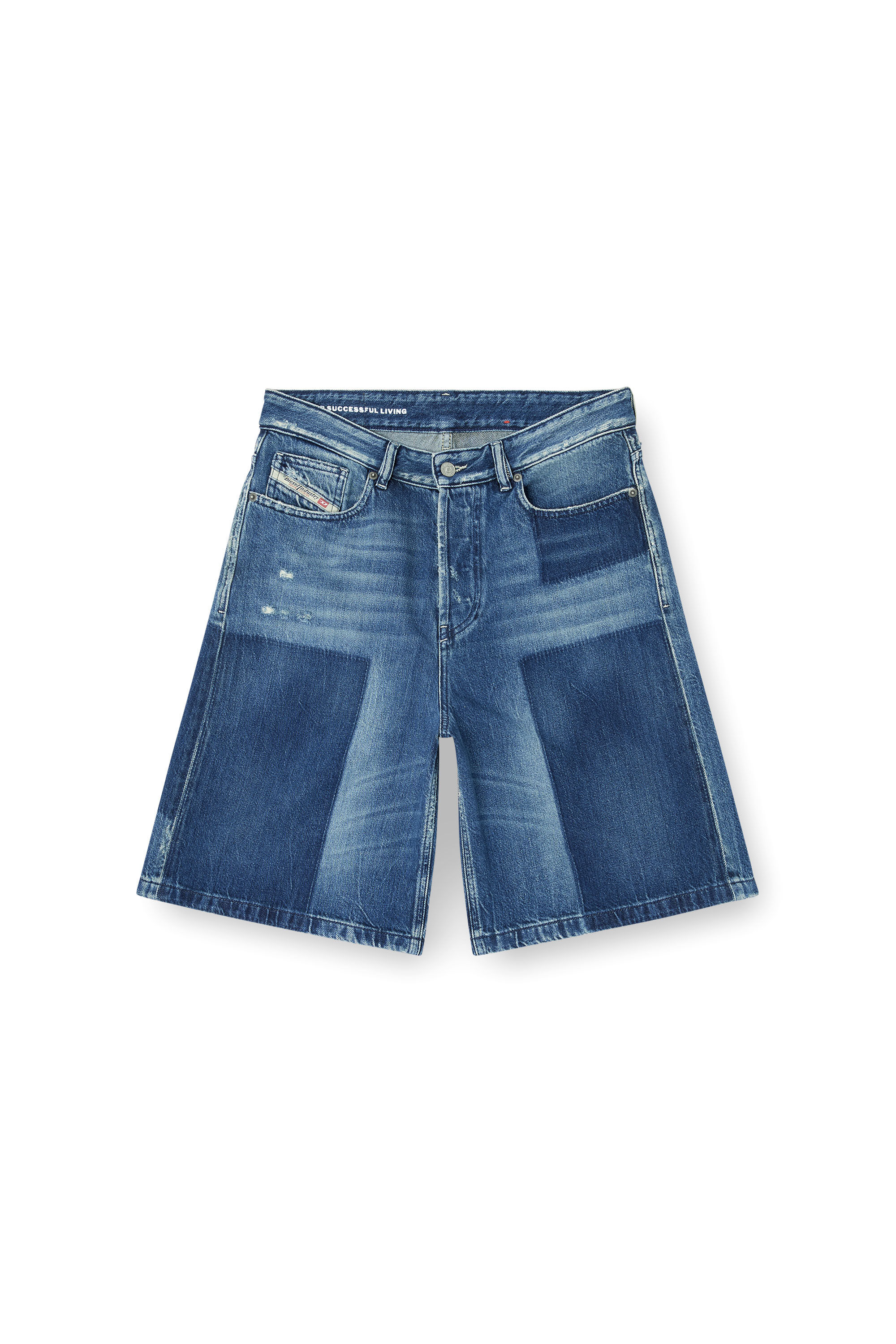 Diesel - DE-SIRE-SHORT, Female's Shorts in contrast-effect denim in Medium Blue - 2