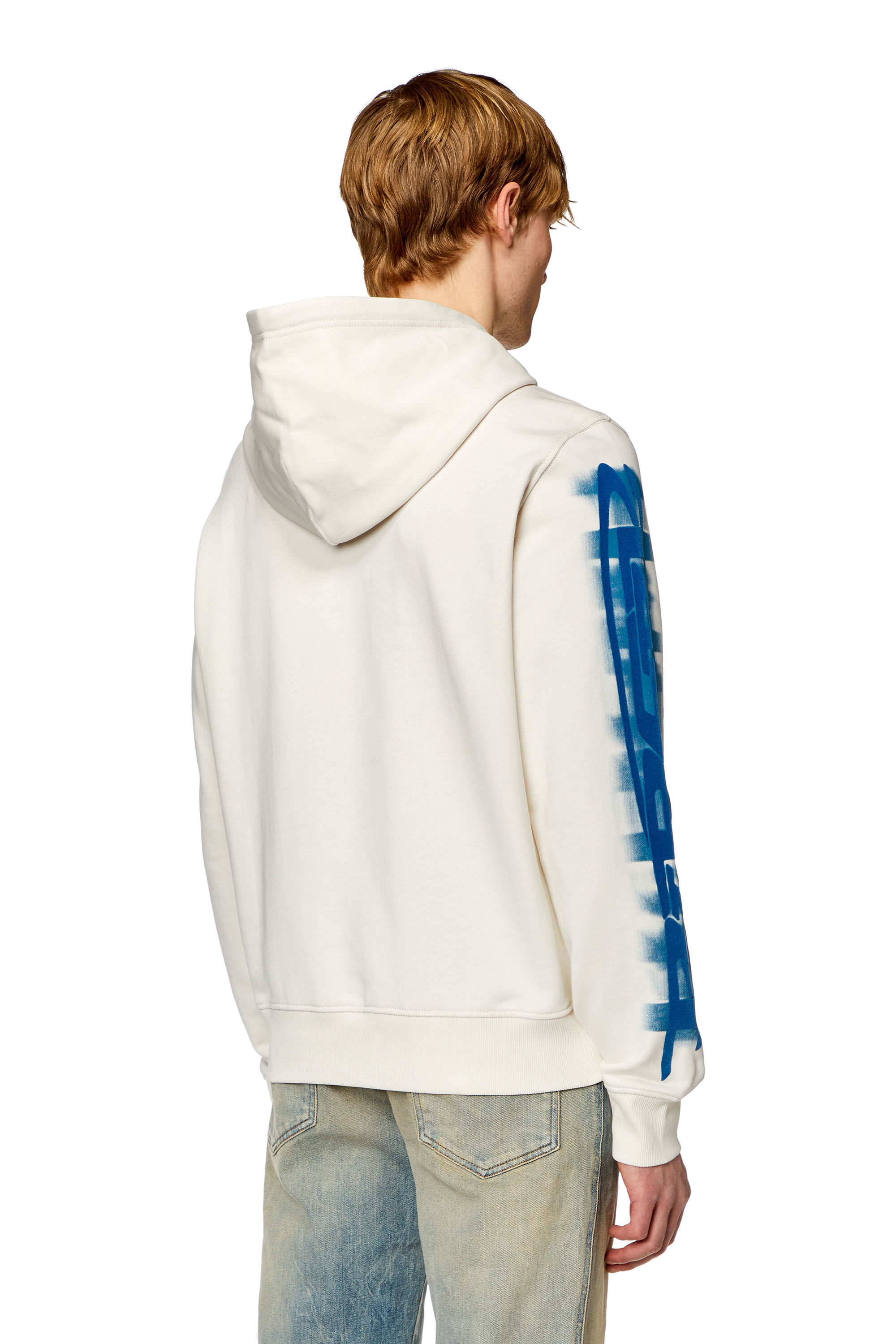 Men's Hoodie with blurry Diesel prints | White | Diesel