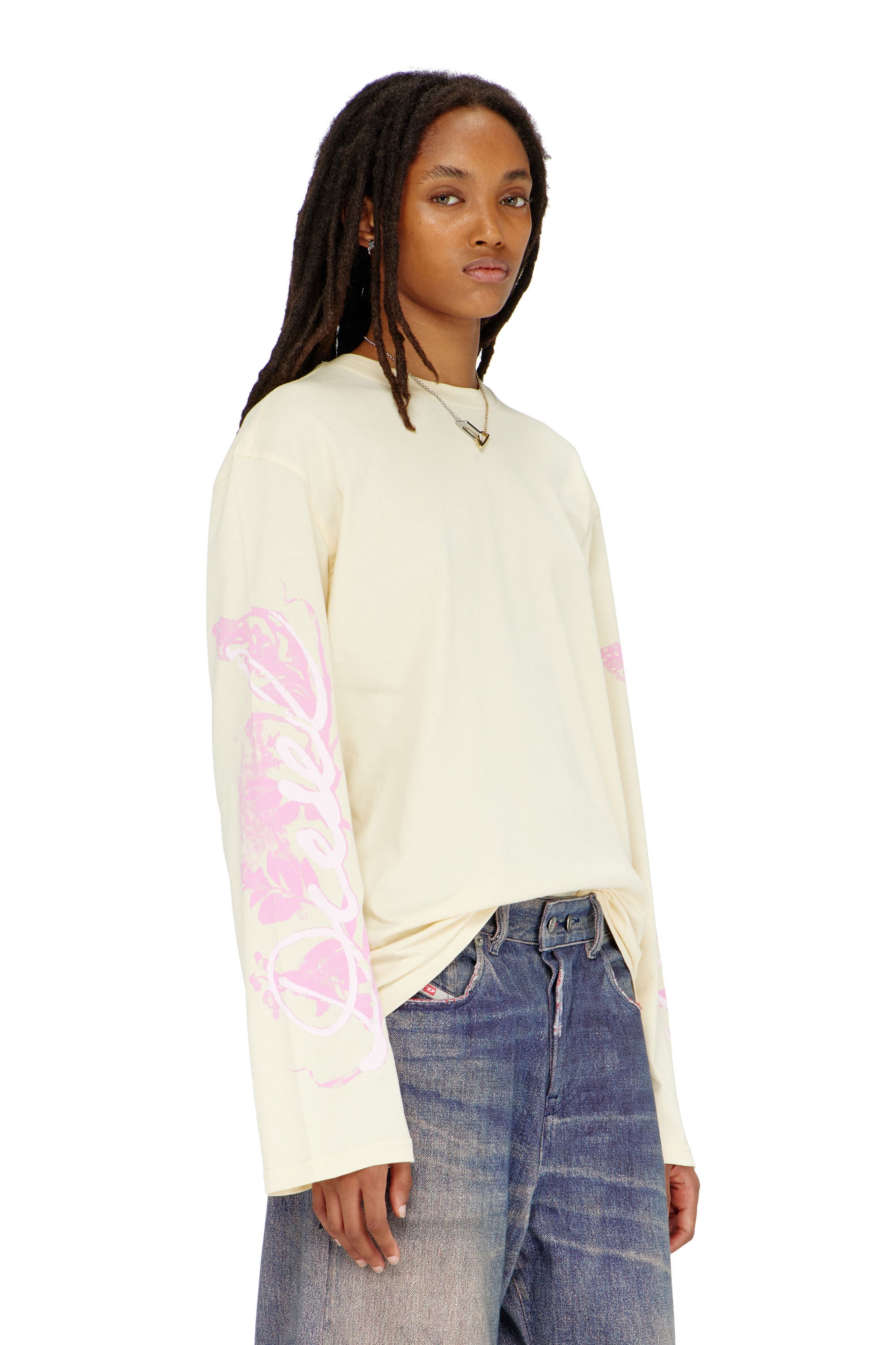 Women's Long-sleeve T-shirt with graphic prints and crystals