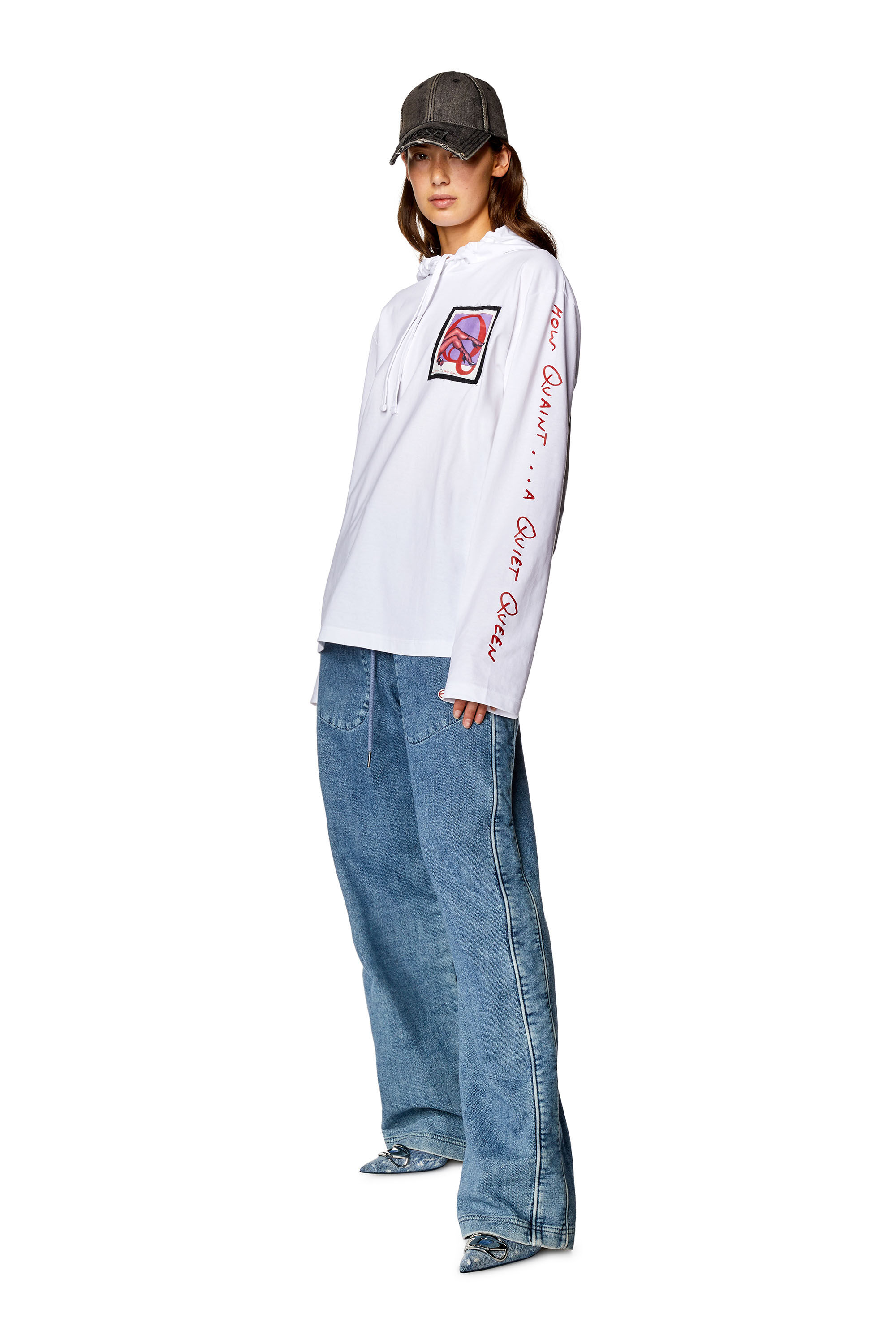 Diesel - PR-T-CRANE-LS-HOOD, Unisex's Hoodie with patches and lettering in White - 6