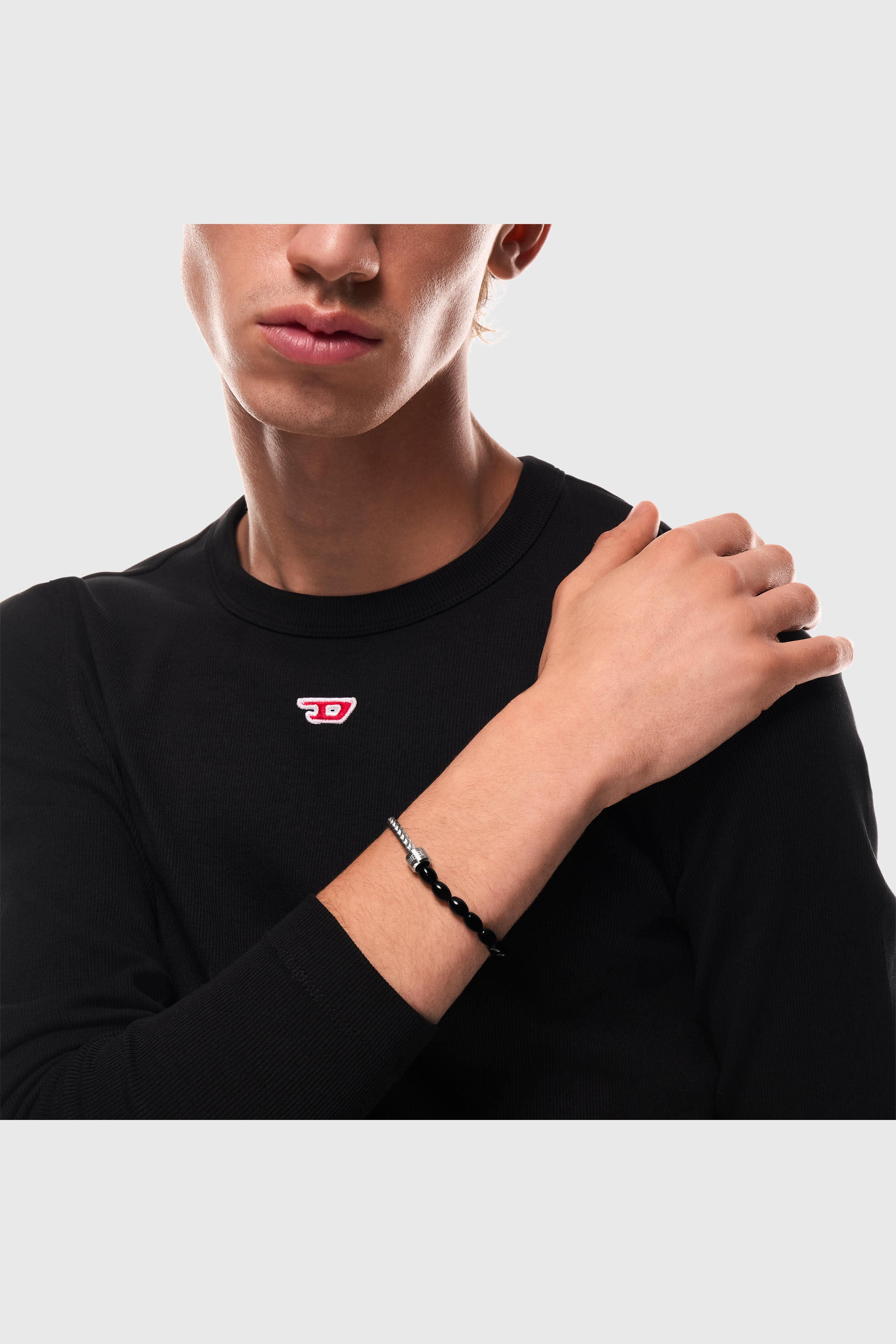 Diesel - DX1714040, Pulsera de cuentas de &aacute;gata negra Unisex in Plateado - 4