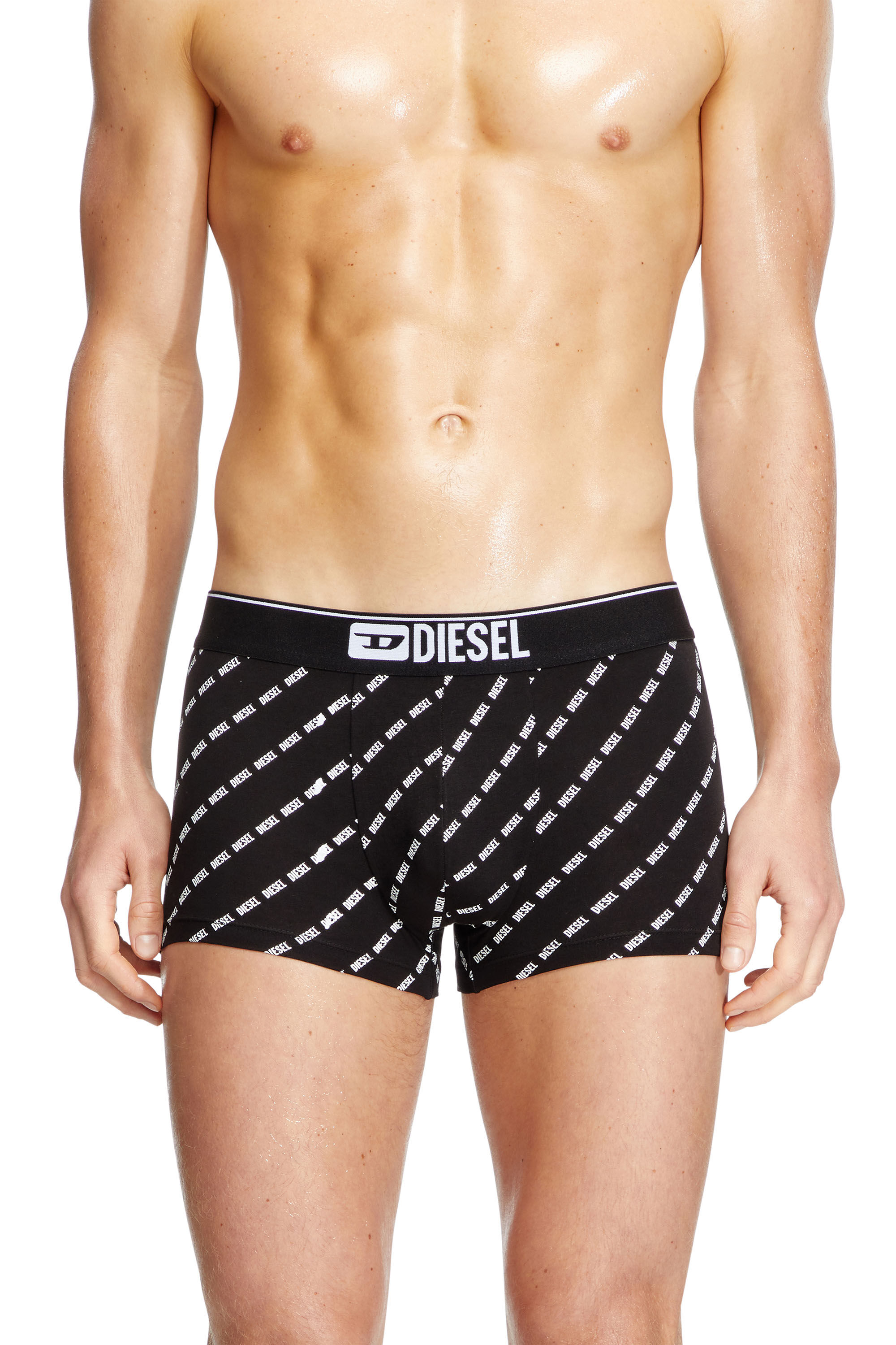 Men's Three-pack boxer briefs with diagonal logo | Black | Diesel