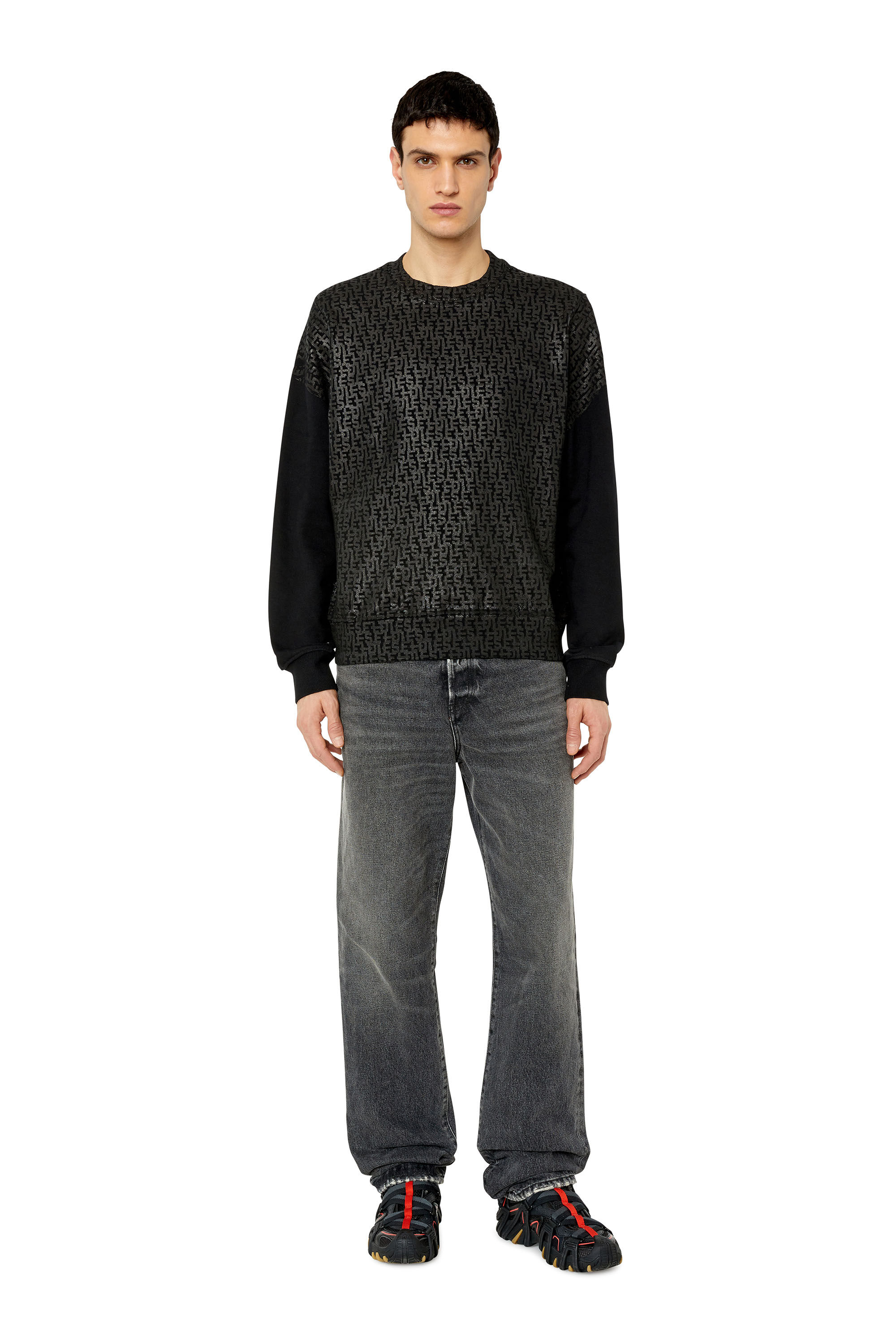 Diesel - S-GINN-MONO, Sweat-shirt avec imprimé monogram Homme in Noir - 1
