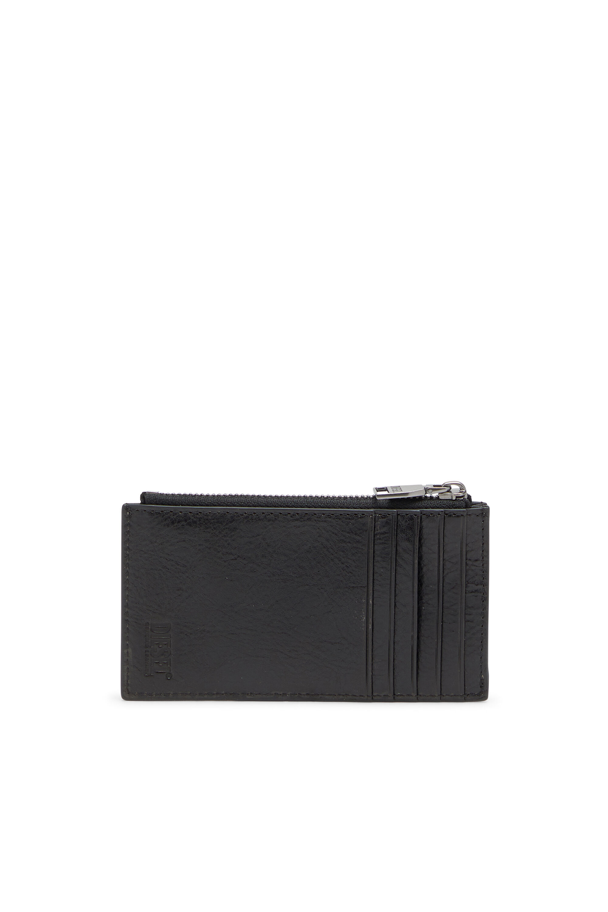 Men's Leather card holder with zip closure | Black | Diesel