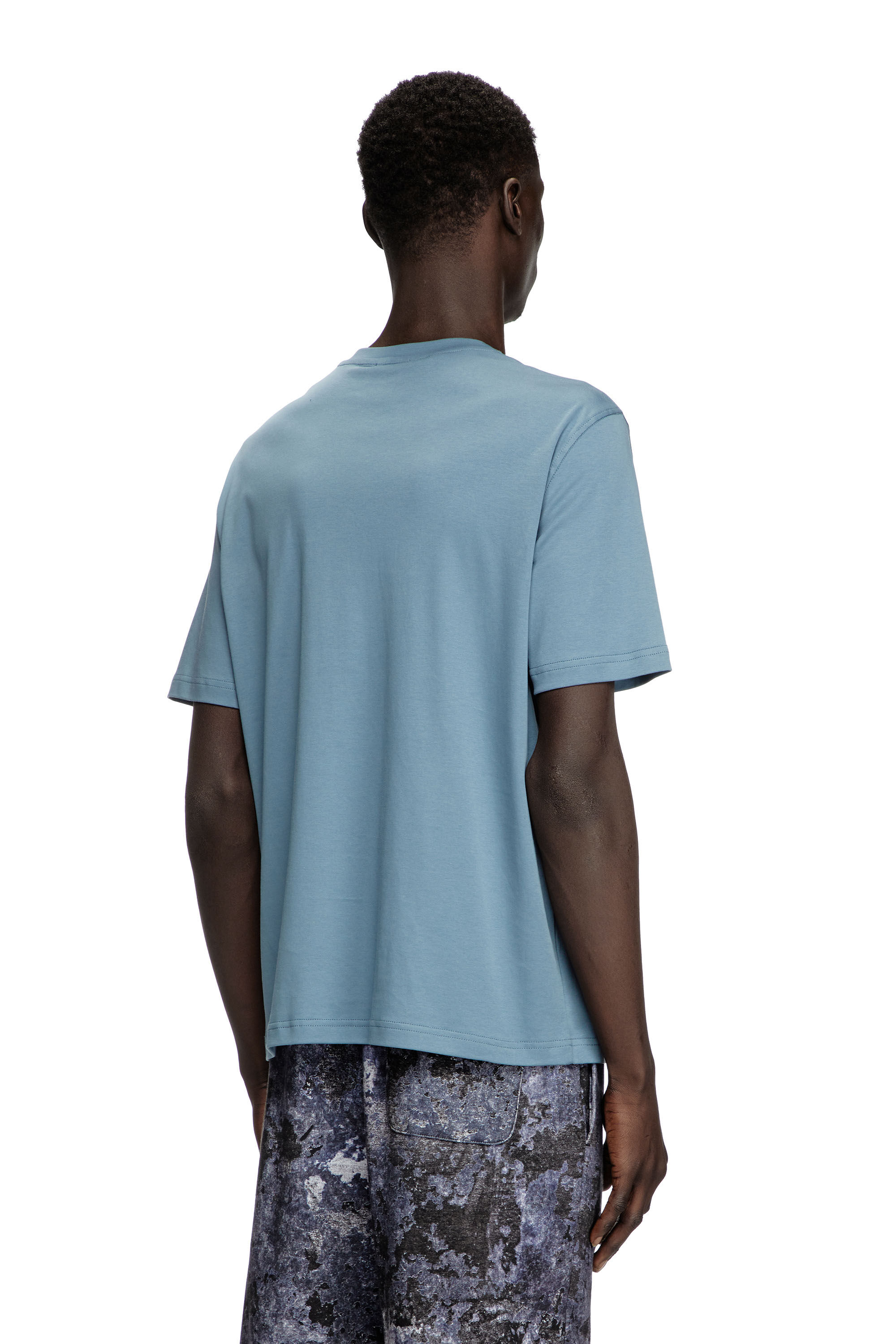 Diesel - T-ADJUST-DOVAL-PJ, Male's T-shirt with Oval D patch in Light Blue - 4