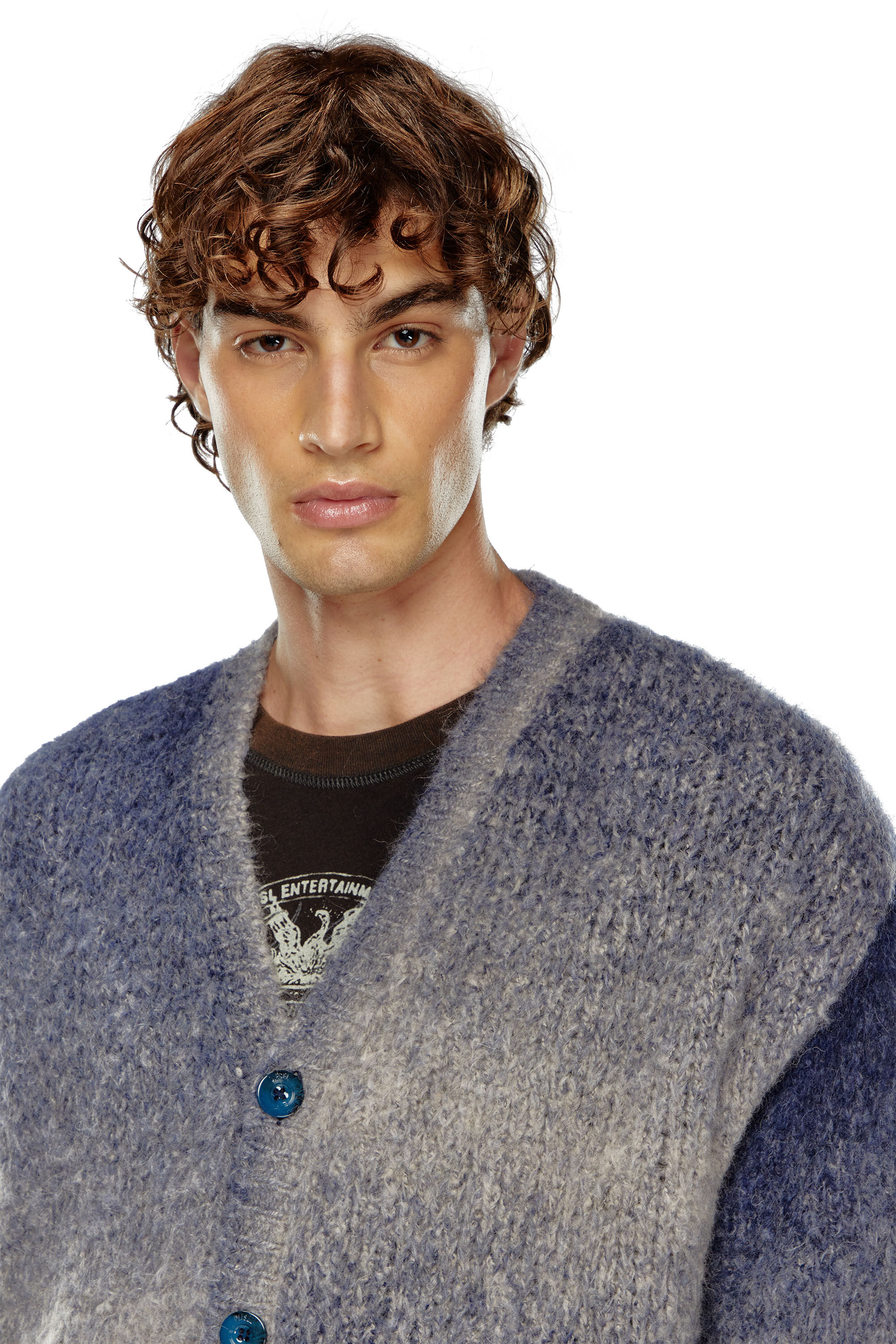 Diesel - K-RAMARRO, Male's Dégradé cardigan in alpaca blend in Blue - 5