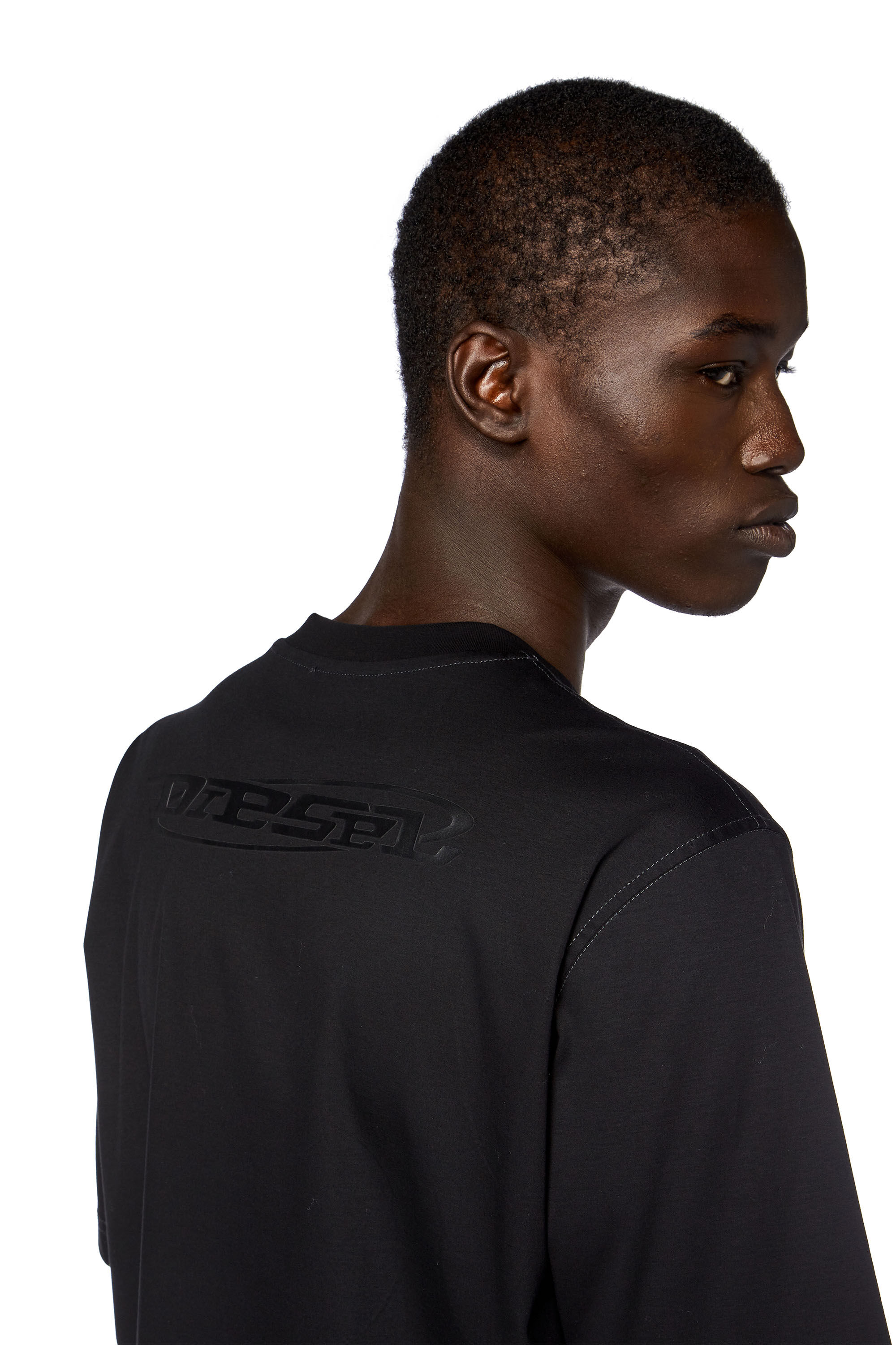 Diesel - T-MUST-SLITS-N, T-shirt en coton mercerisé avec logo imprimé Homme in Noir - 4