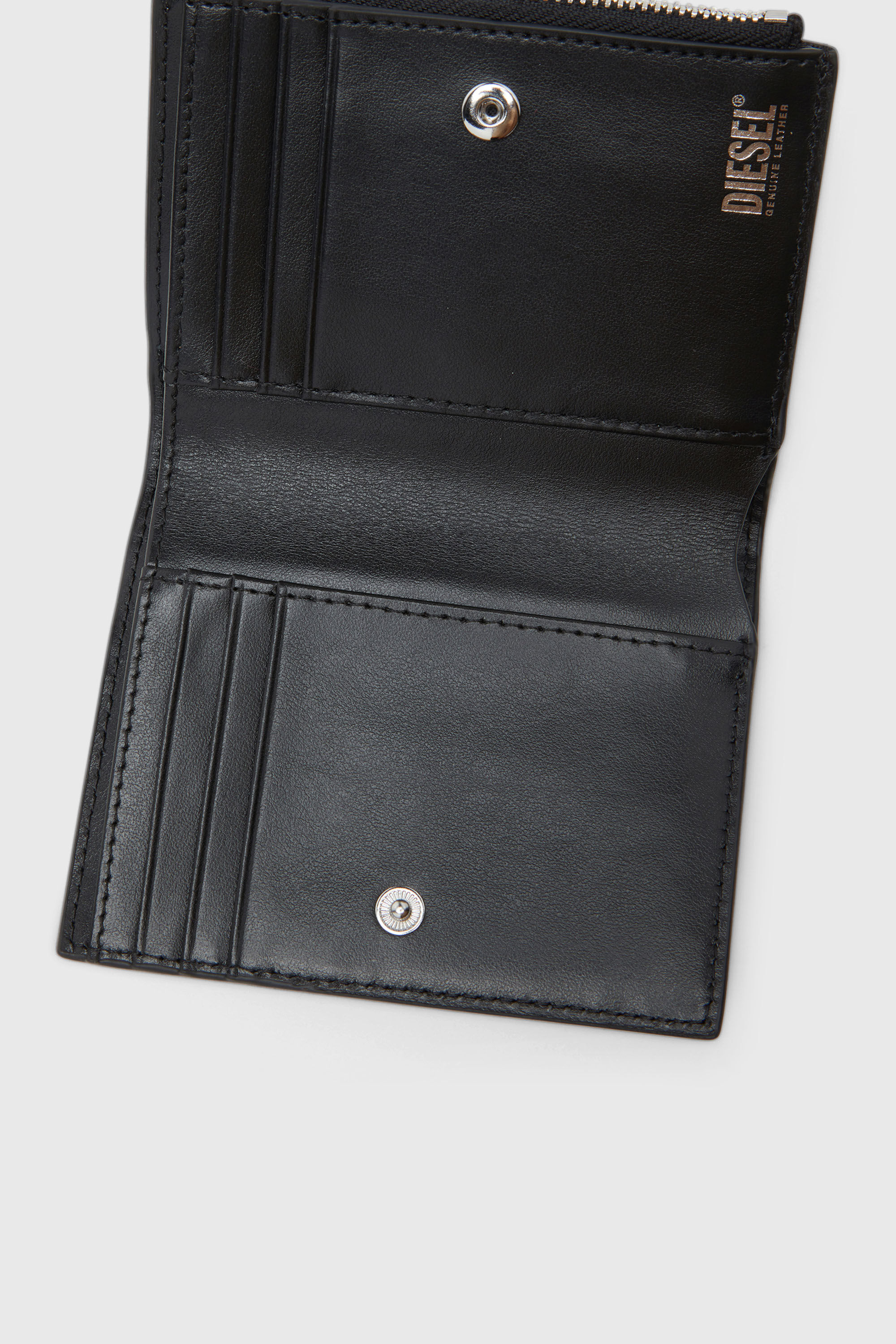 Women's Small leather wallet with logo plaque | Black | Diesel