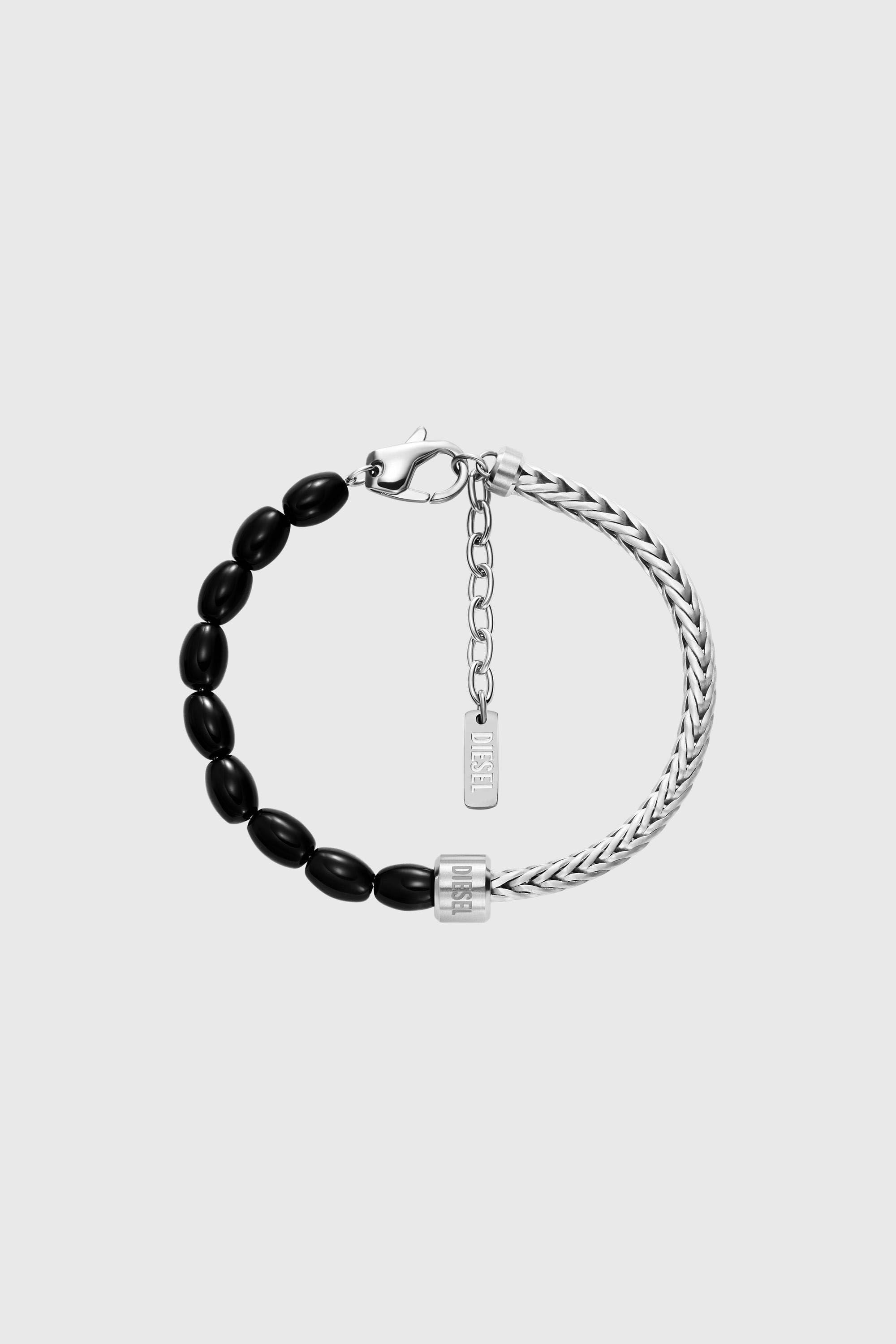 Diesel - DX1714040, Pulsera de cuentas de &aacute;gata negra Unisex in Plateado - 1